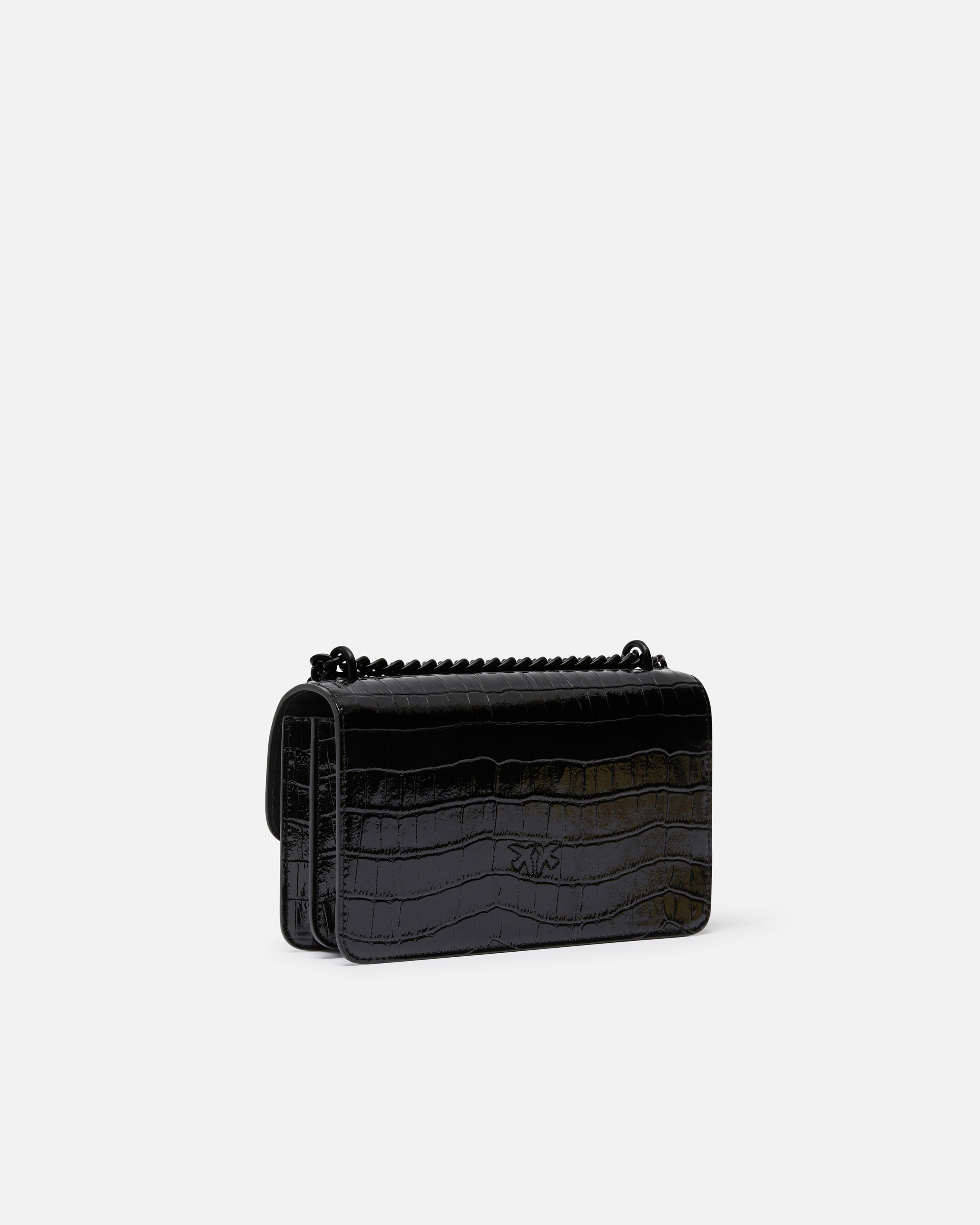 Love Bag all-black patent crossbody bag 1