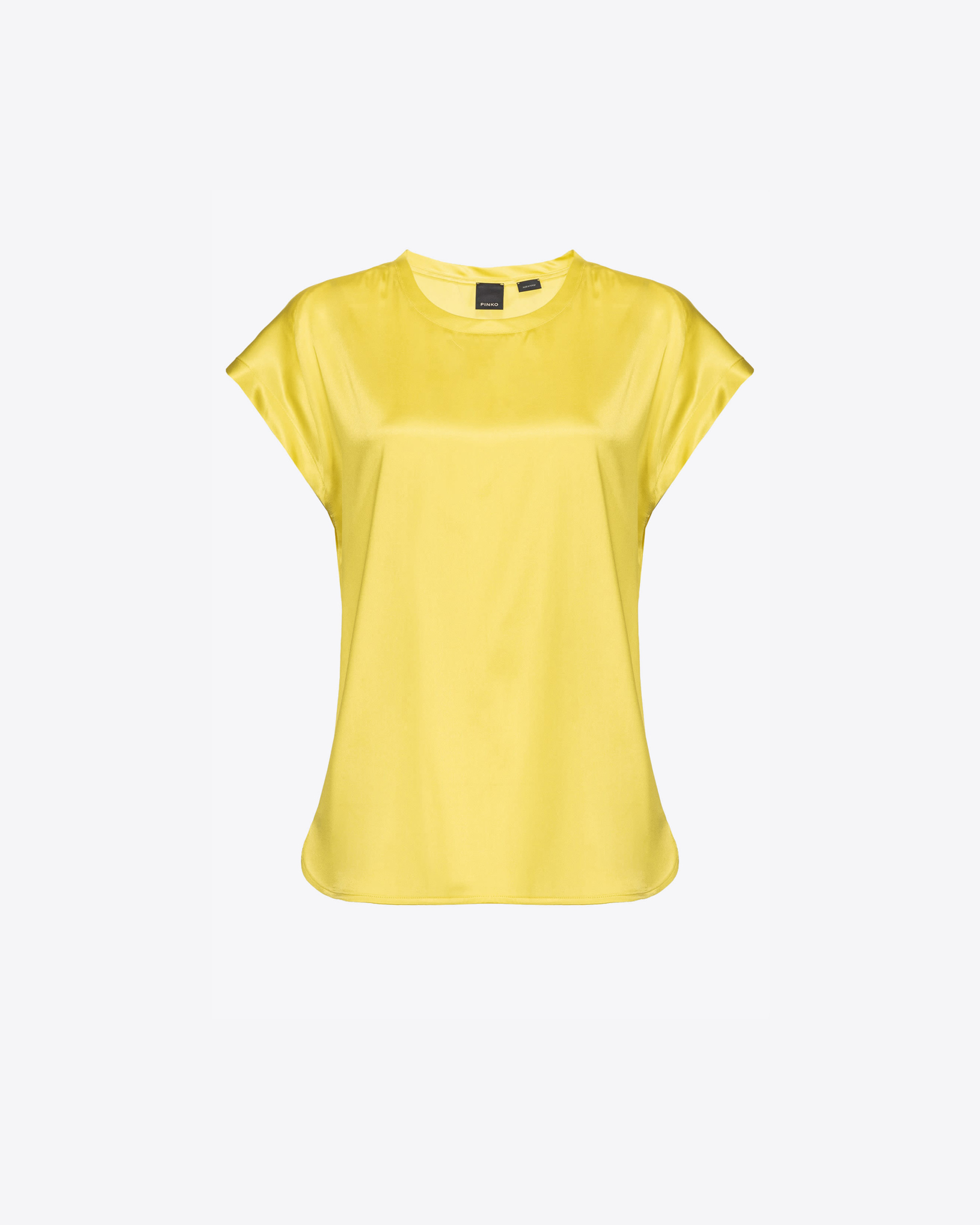 Shop Pinko Blusa In Satin Stretch In Buttercup Yellow