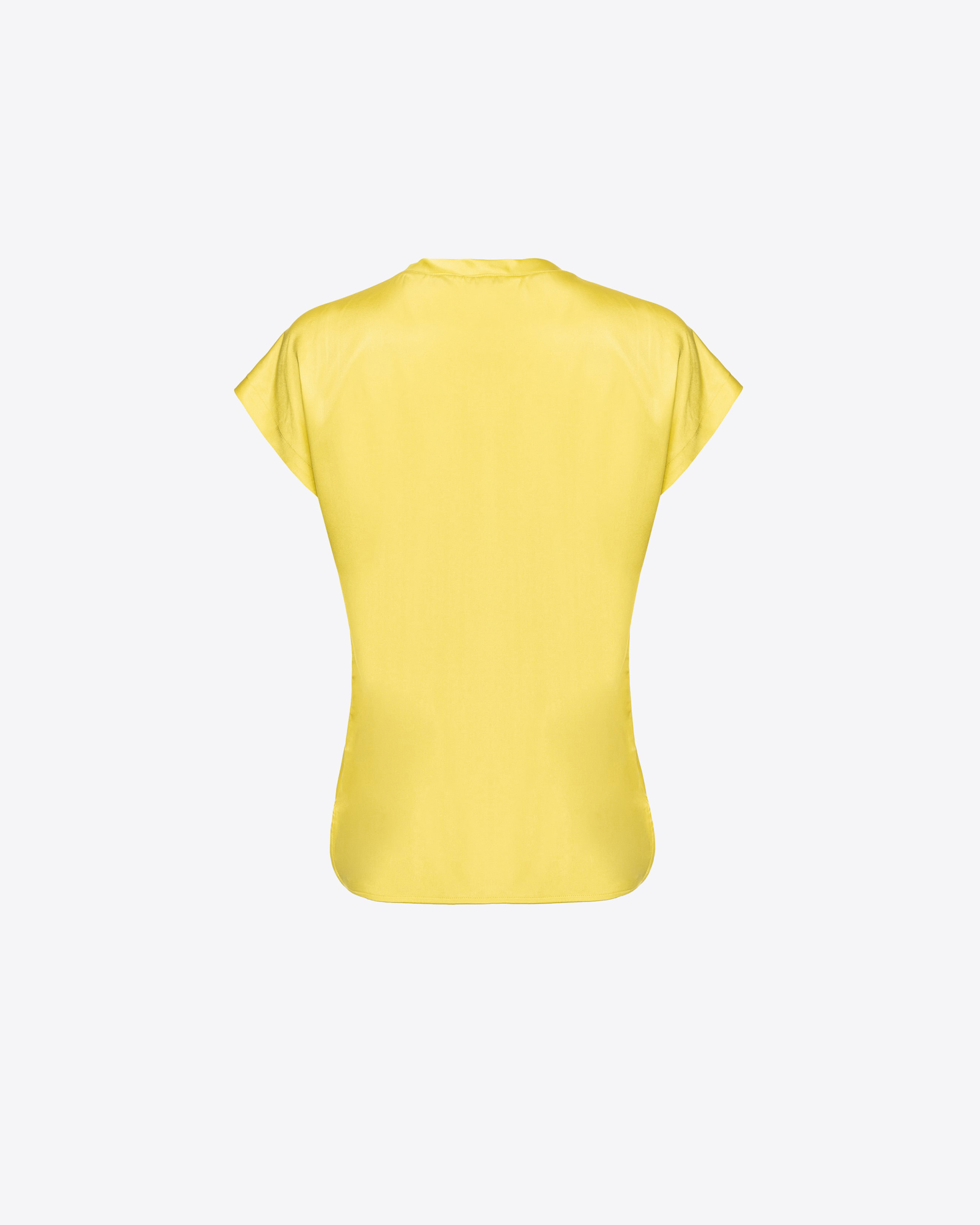 Shop Pinko Blusa In Satin Stretch In Buttercup Yellow