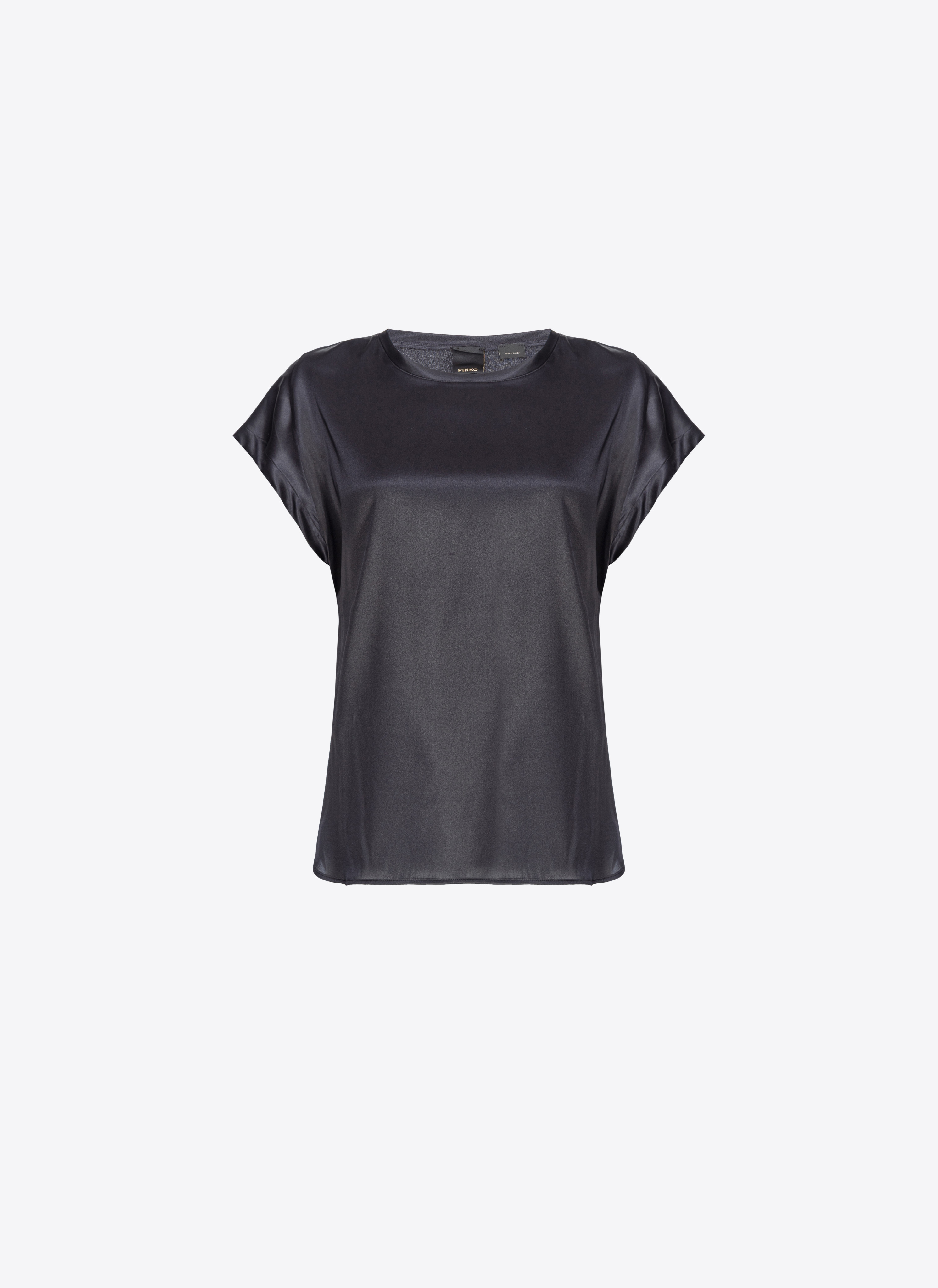 Pinko Stretch Satin Top In Noir Limousine