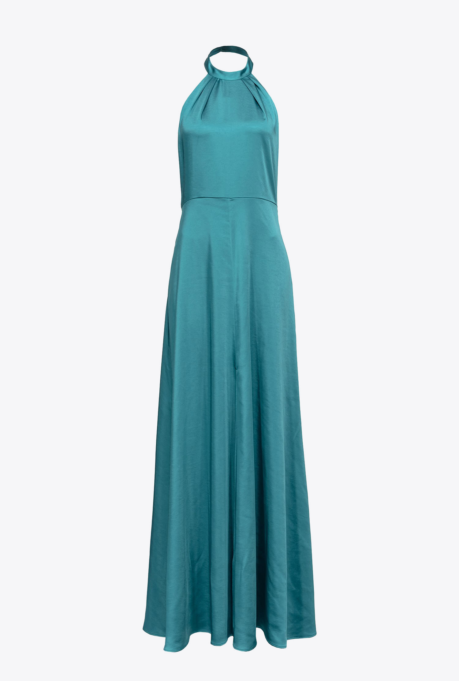 Open-back satin dress - Light blue-navy blue