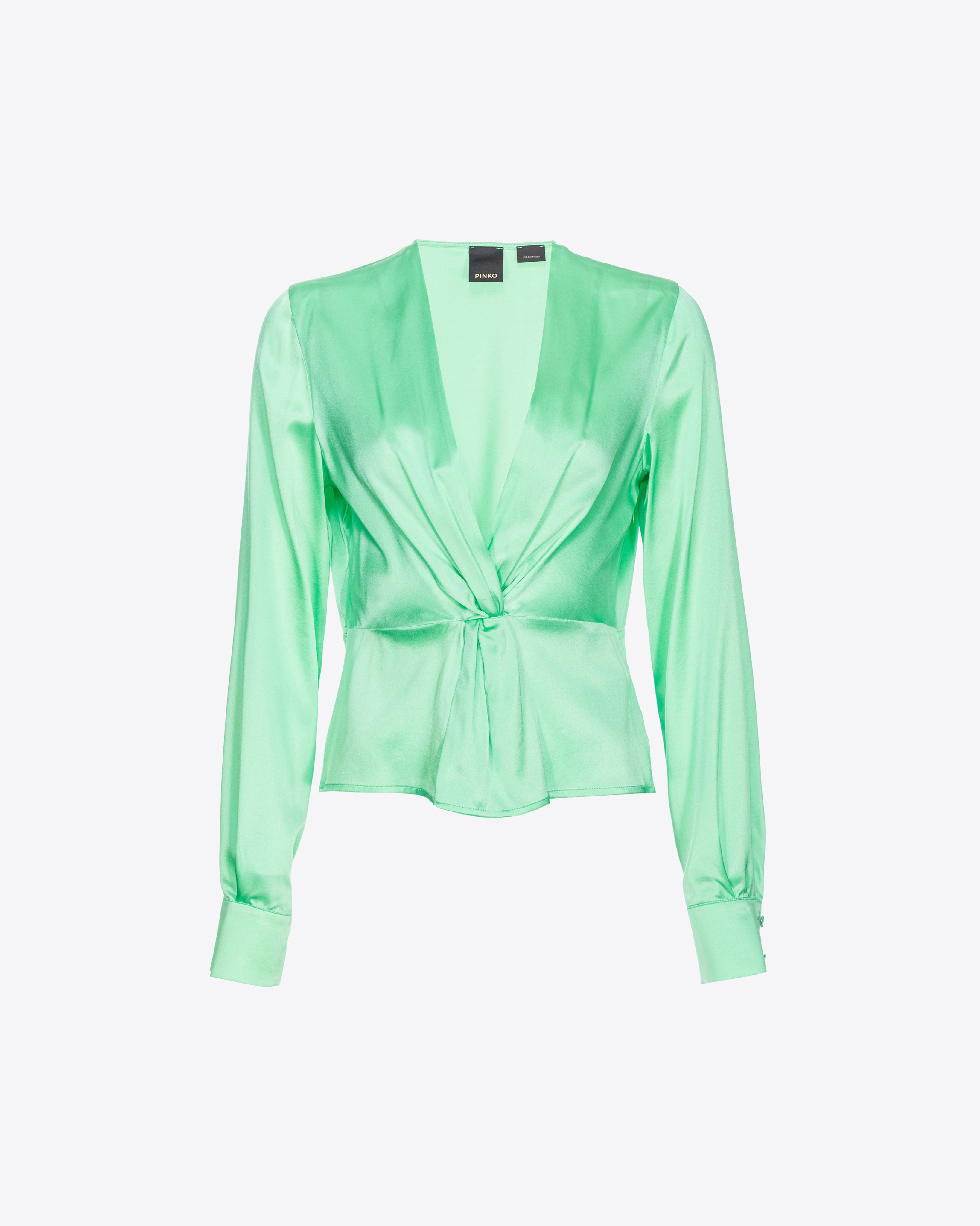 Shop Pinko Long-sleeved Satin Blouse In Bouquet