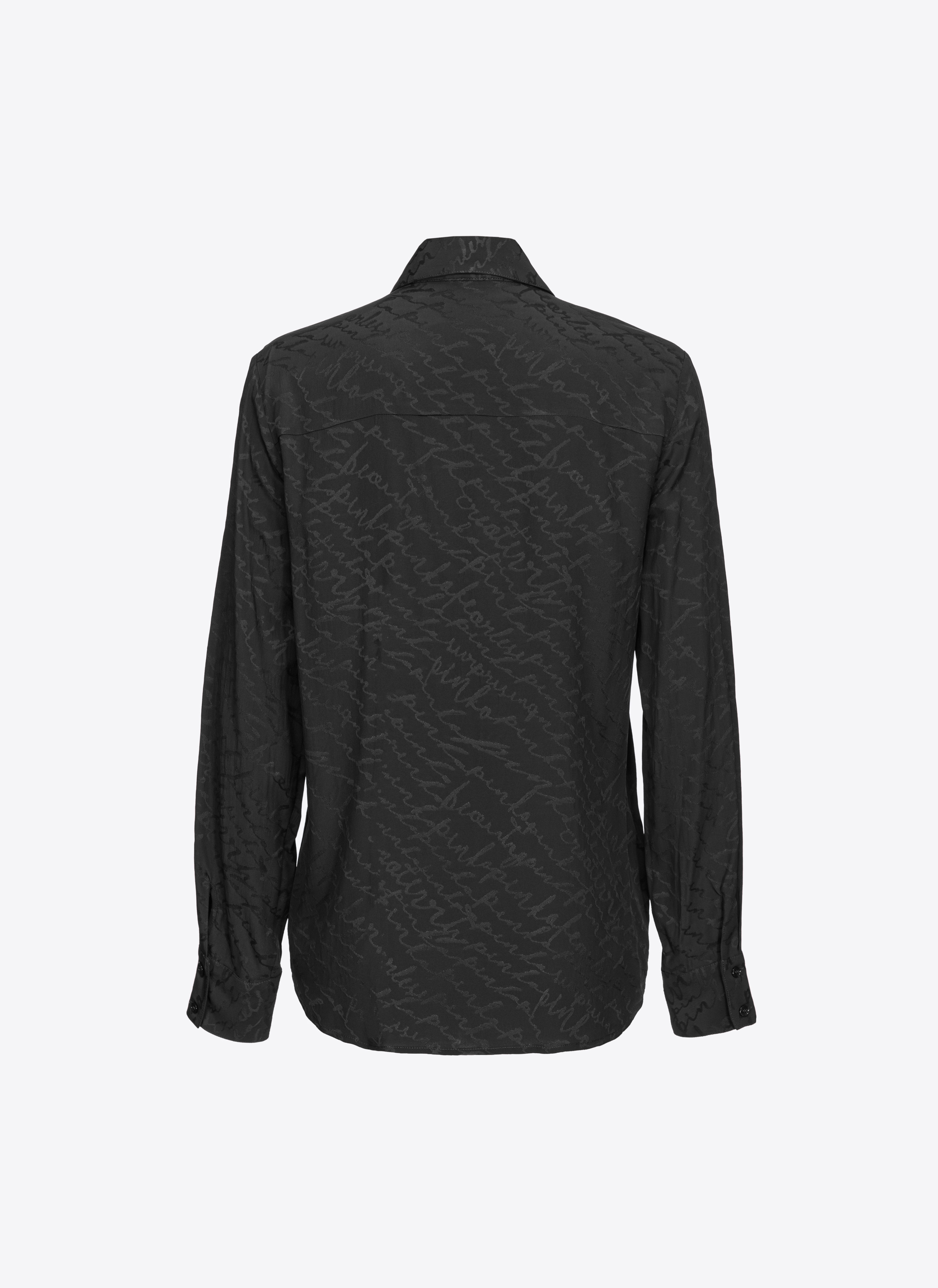 Shop Pinko Camicia Jacquard Logo Fluido In Limo Black