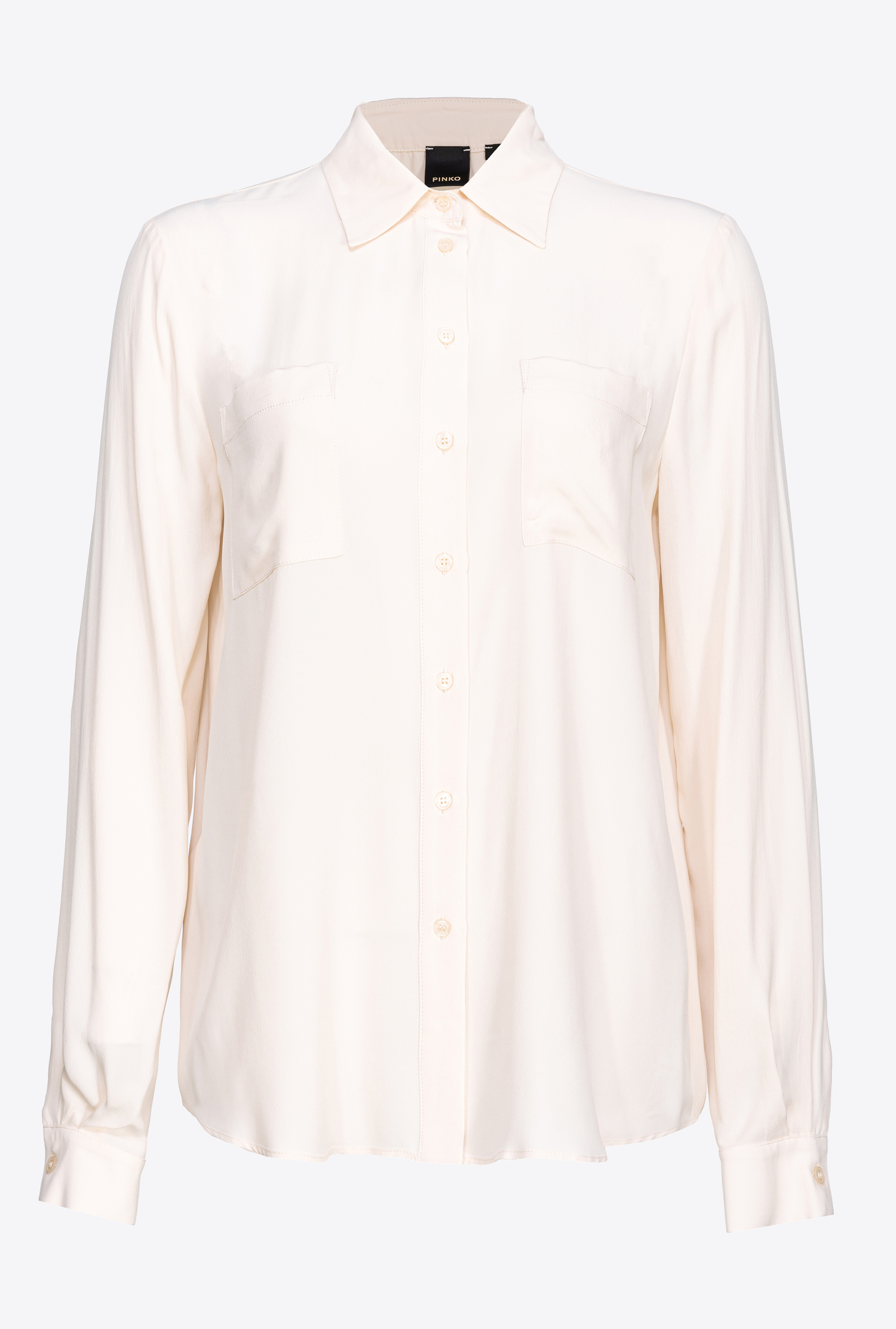 Pinko Silk-blend Shirt With Breast Pocket In  Rose Fumé Blanc
