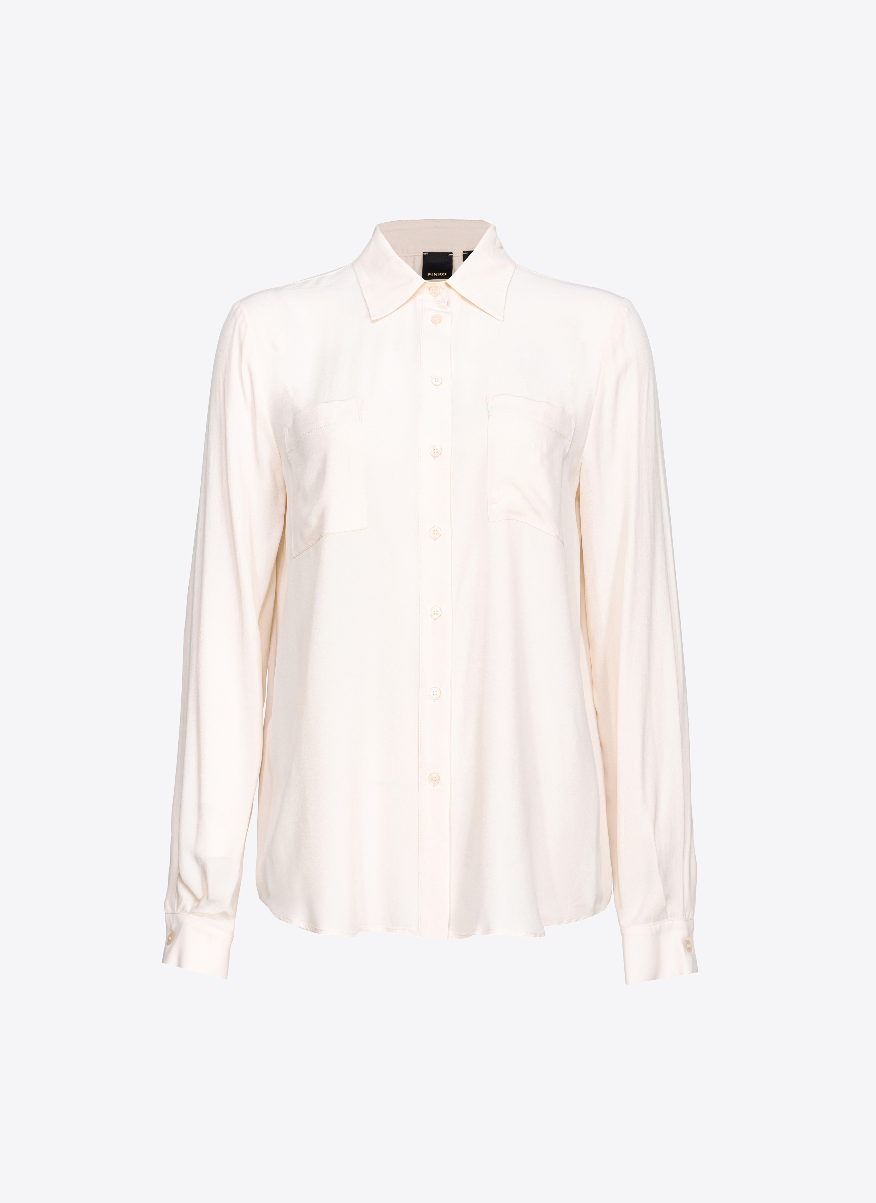 Pinko Silk-blend Shirt With Breast Pocket In  Rose Fumé Blanc