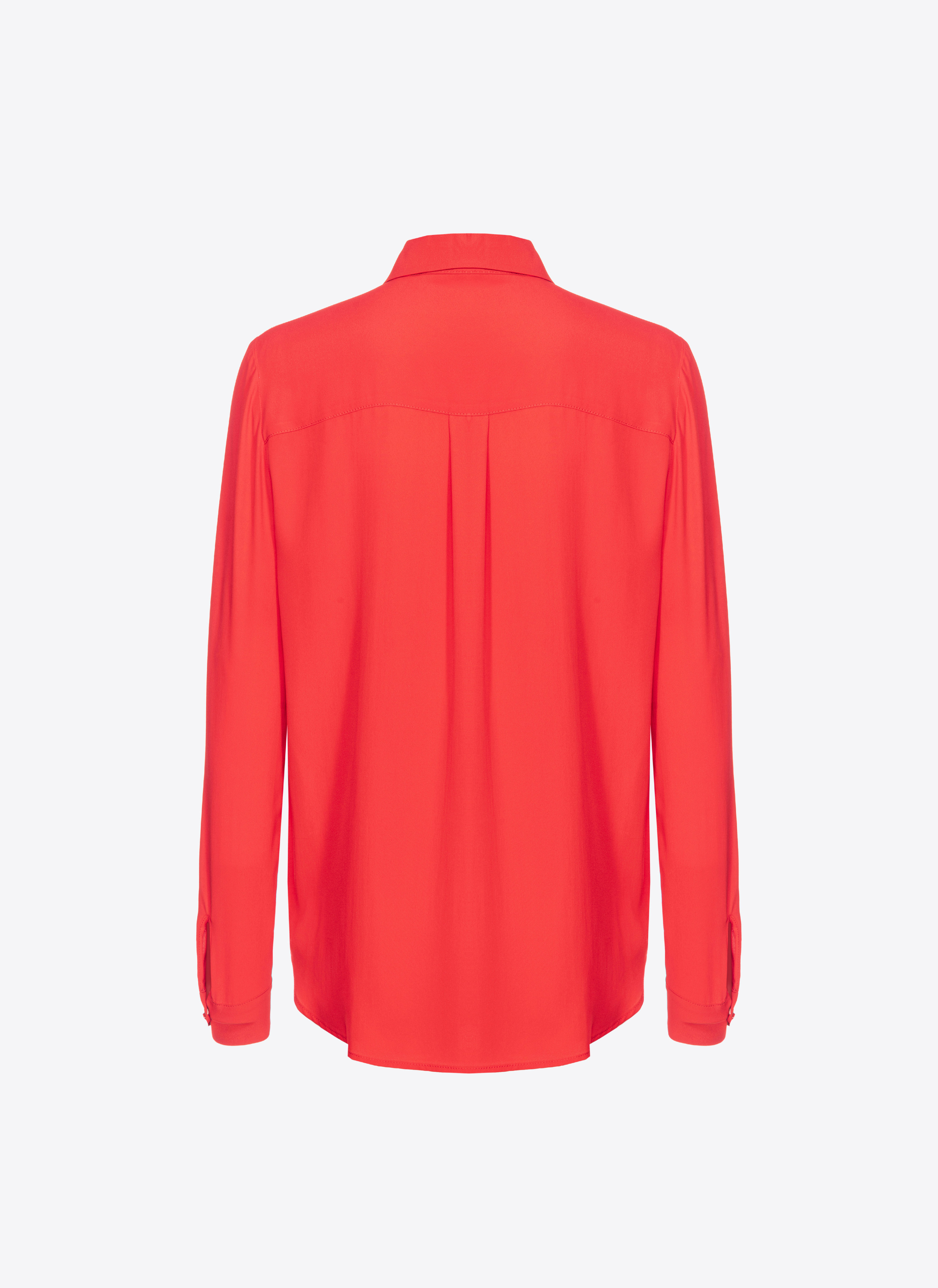 Shop Pinko Silk-blend Shirt With Breast Pocket In Formula1 Red