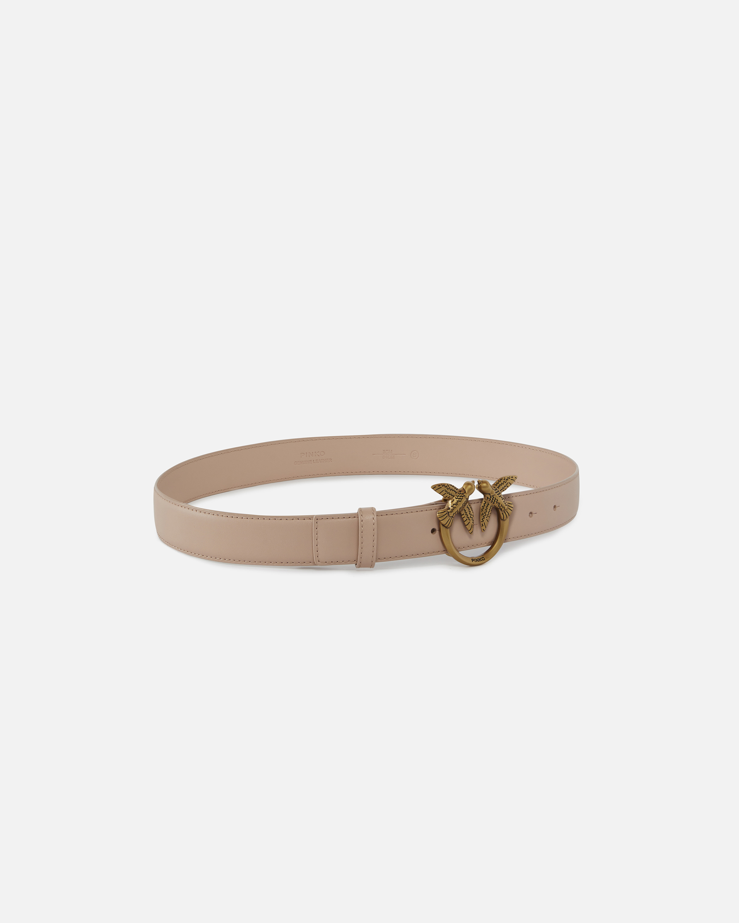 Pinko Love Birds Leather Belt 3cm In Rose/rose Poudré-or Antique