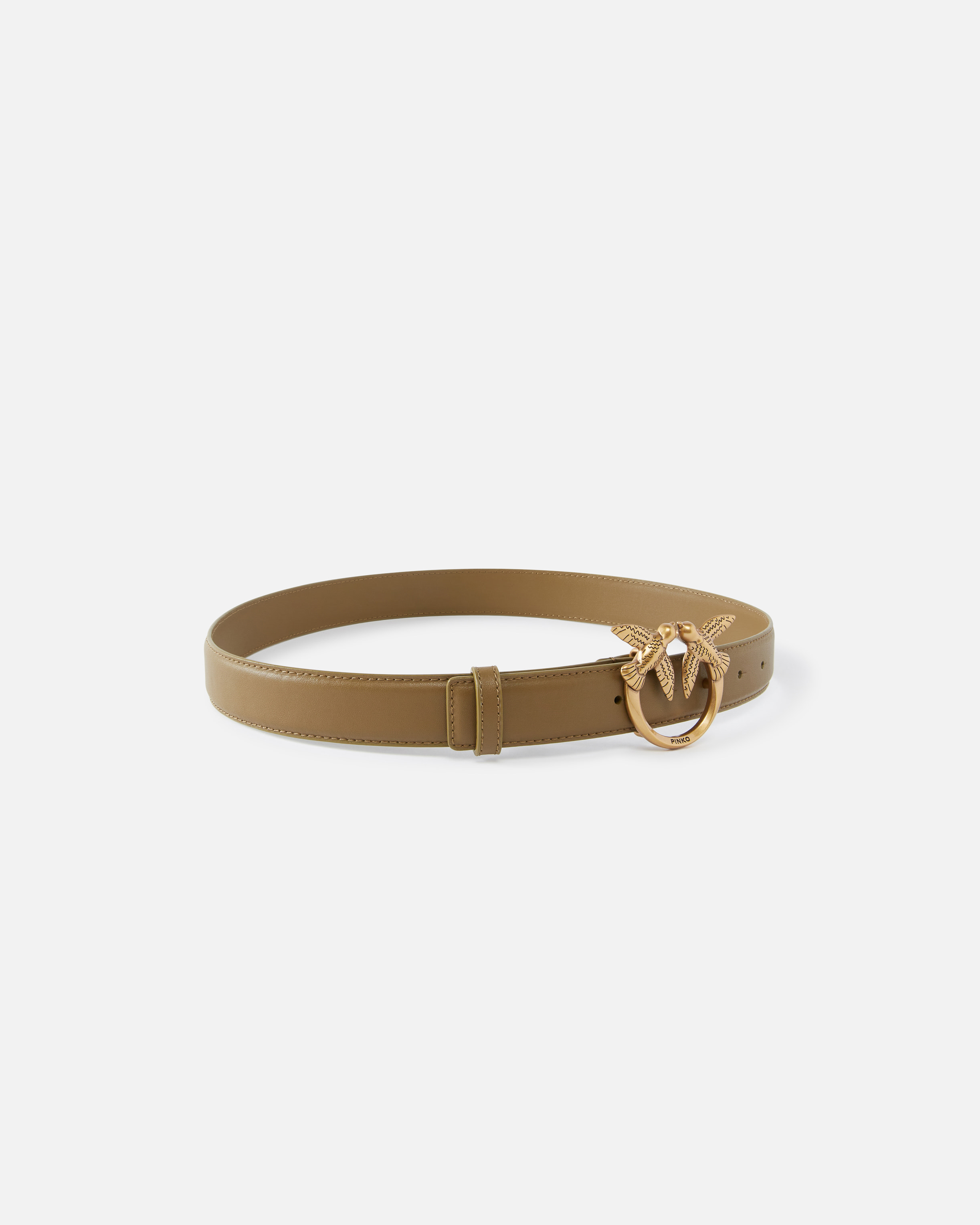 Pinko Ceinture Love Birds En Cuir 3cm In Piantagione-antique Gold