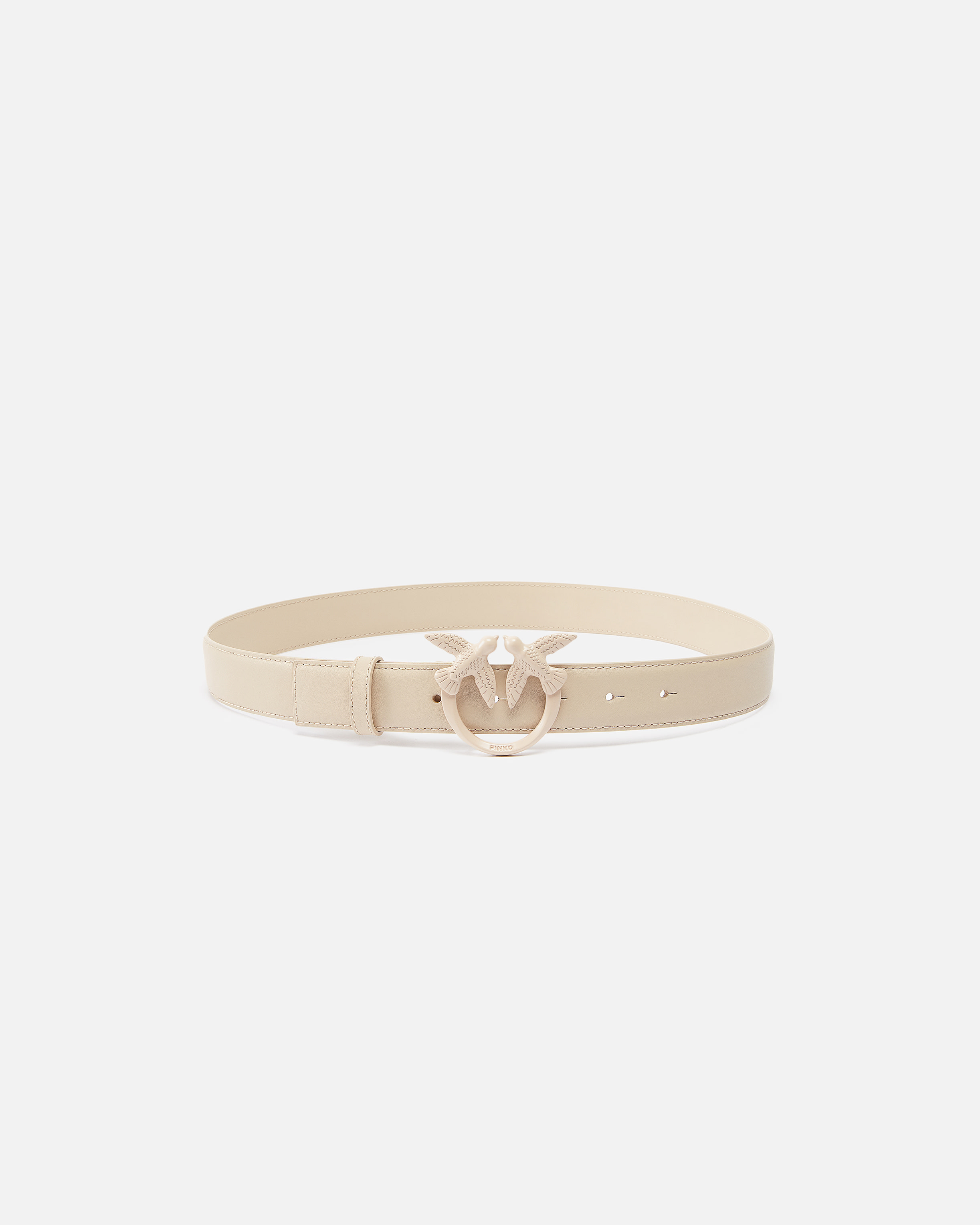 Pinko Belt With Colored Buckle 3cm In Beige-smoke Grey Colour Block