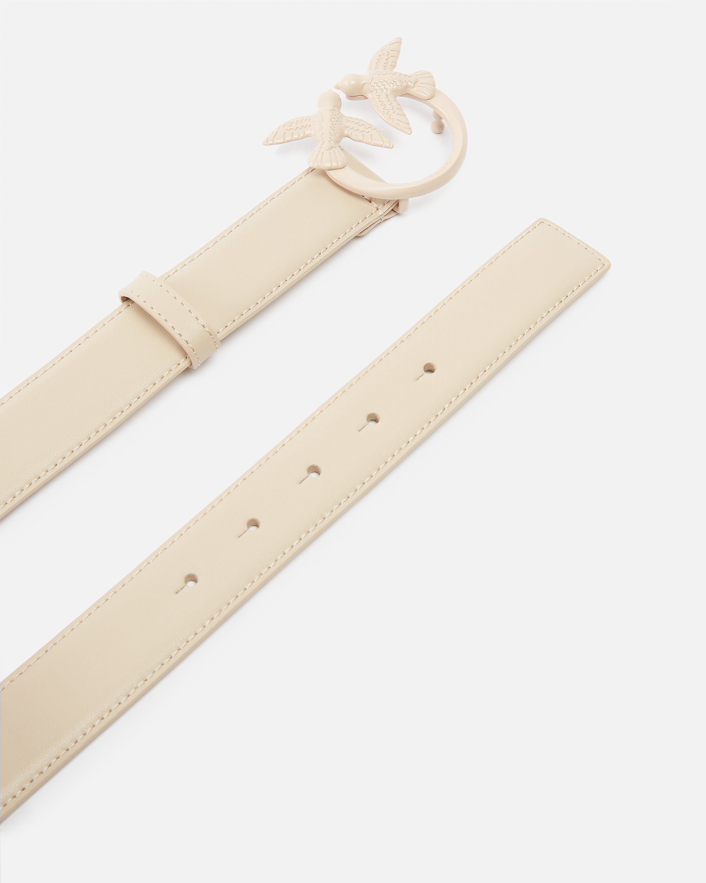 Pinko Belt With Colored Buckle 3cm In Beige-smoke Grey Colour Block