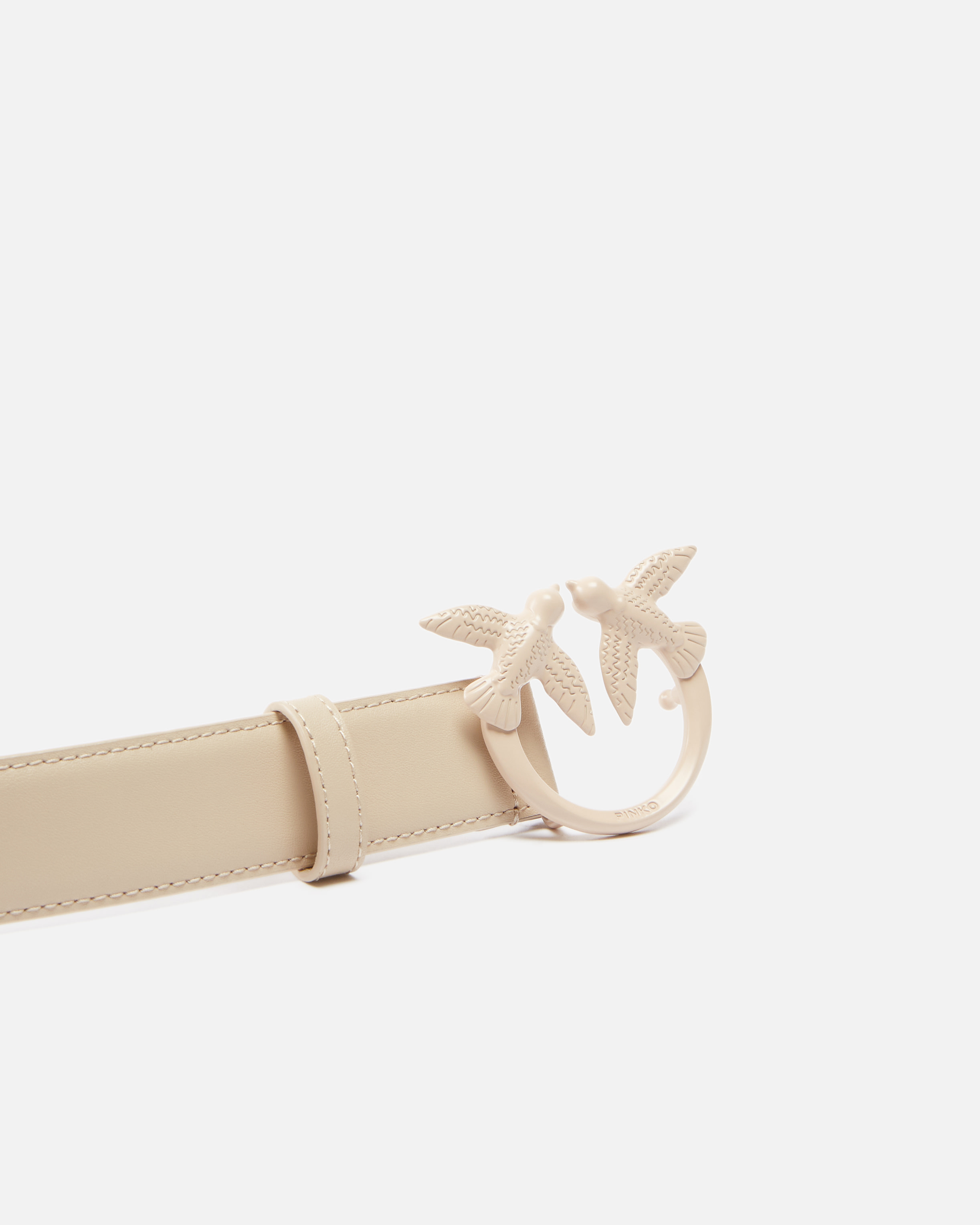 Pinko Belt With Colored Buckle 3cm In Beige-smoke Grey Colour Block