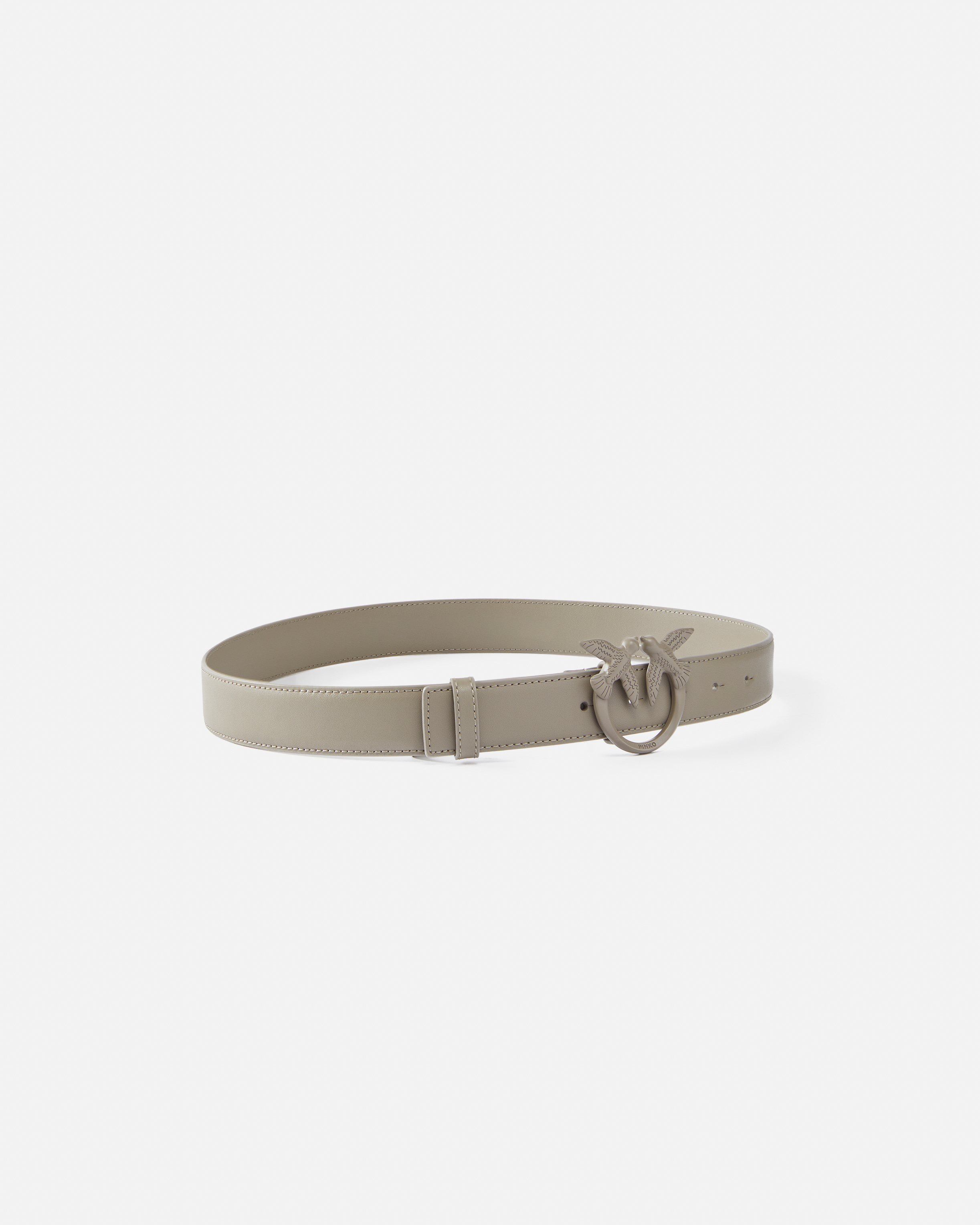 Pinko Love Berry H3 Leather Belt In Beige - Walnut-colour-block