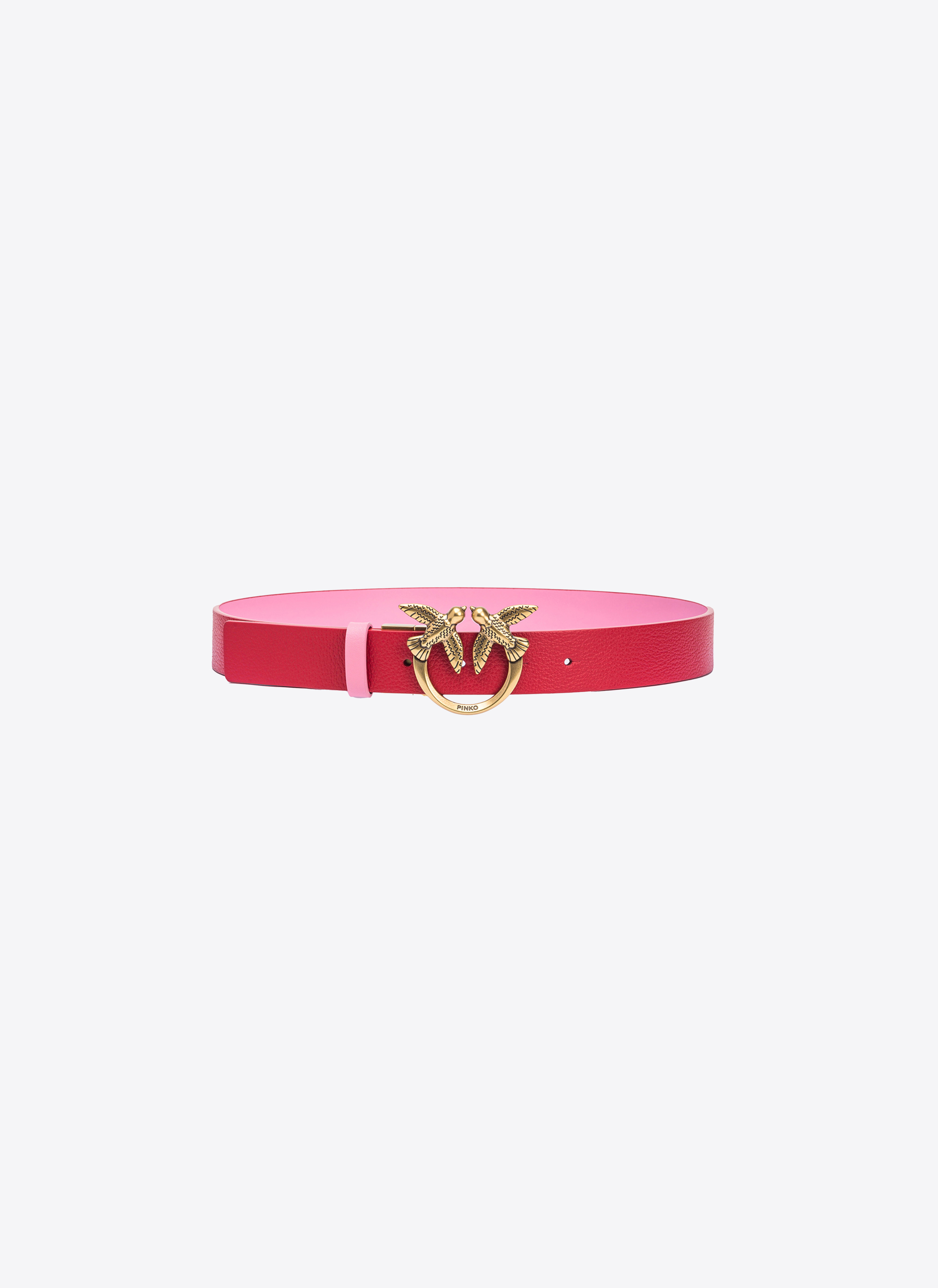 Pinko Reversible Love Birds Belt 3cm In Mult. Red/pink-antique Gold