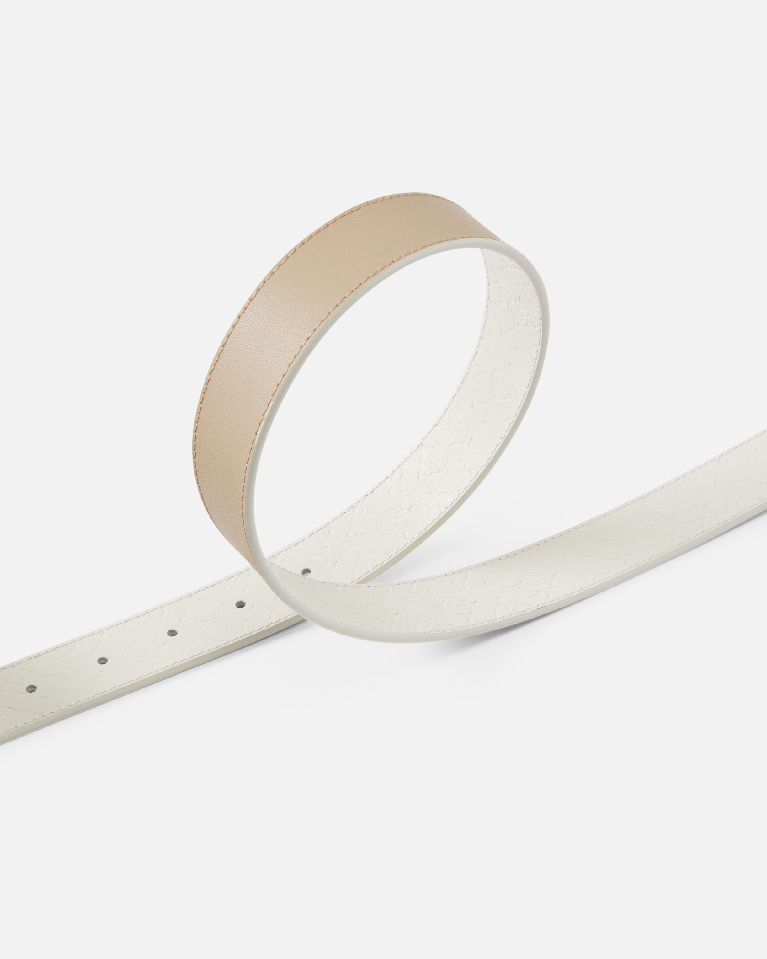 Pinko Double-face Belt With Love Birds Buckle In Sable/blanc-or Antique