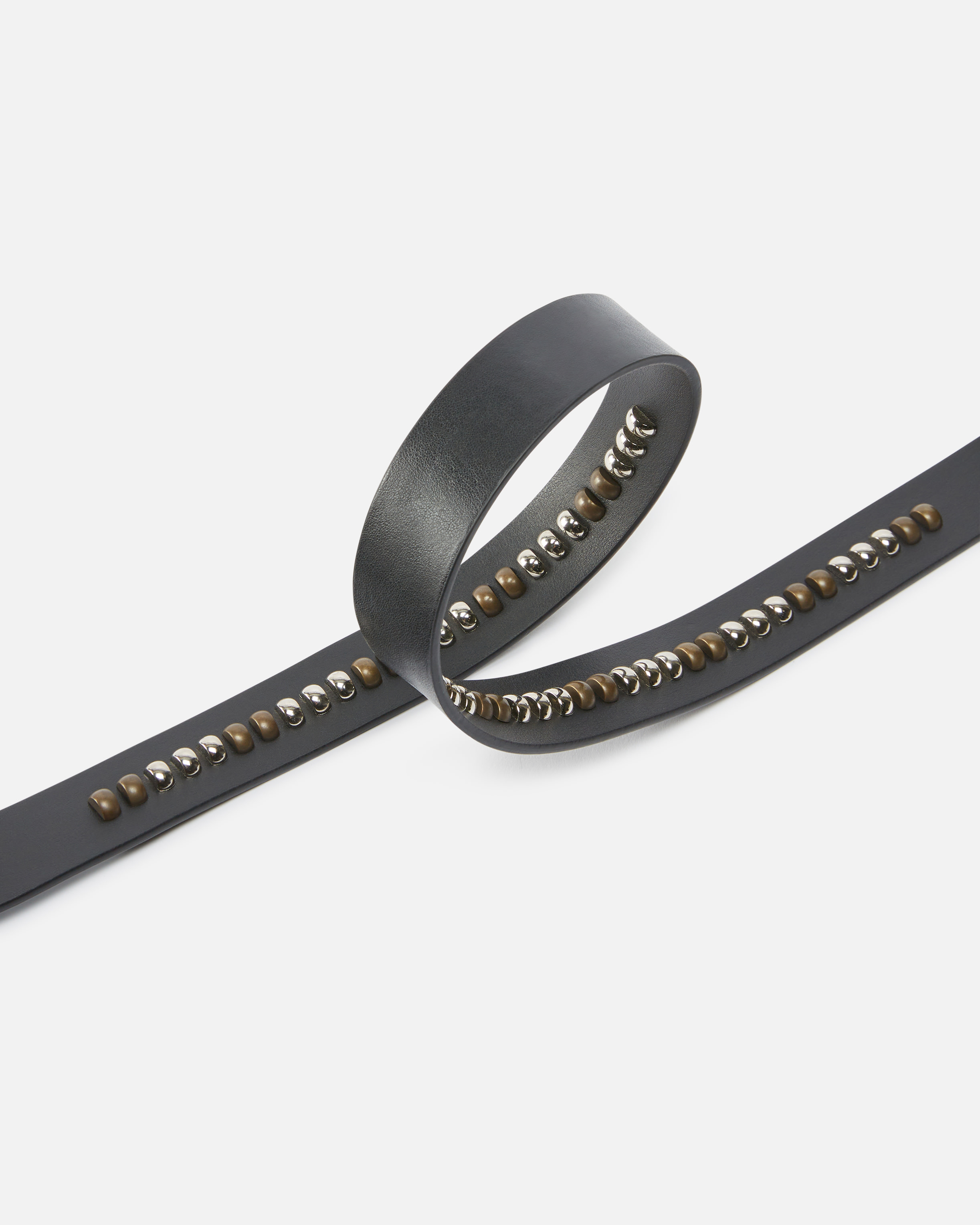 Pinko Leather Belt With Studded Birds Buckle In Nero-antique Gold