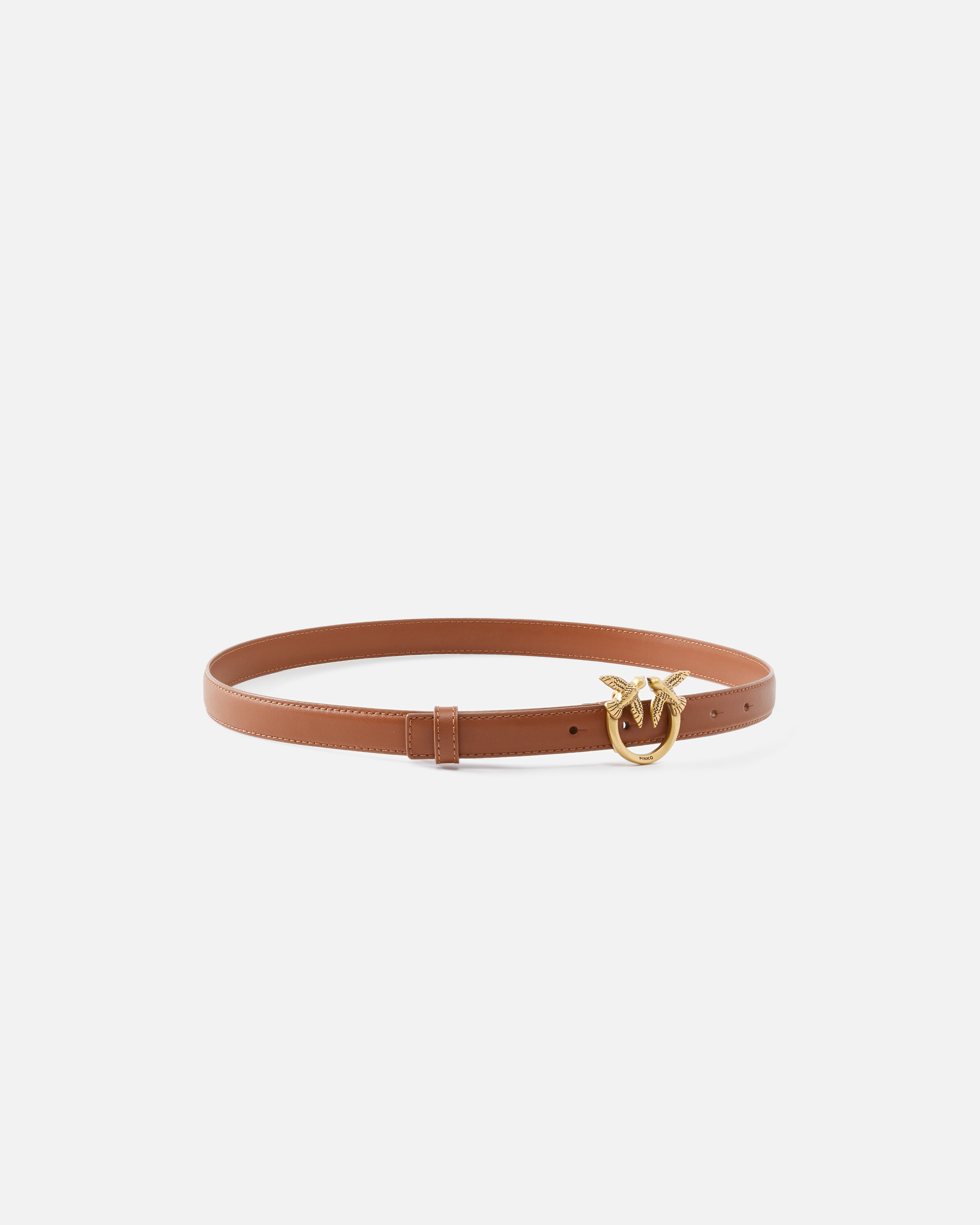 Pinko Fine Ceinture Love Birds En Cuir 2cm In Arab-antique Gold