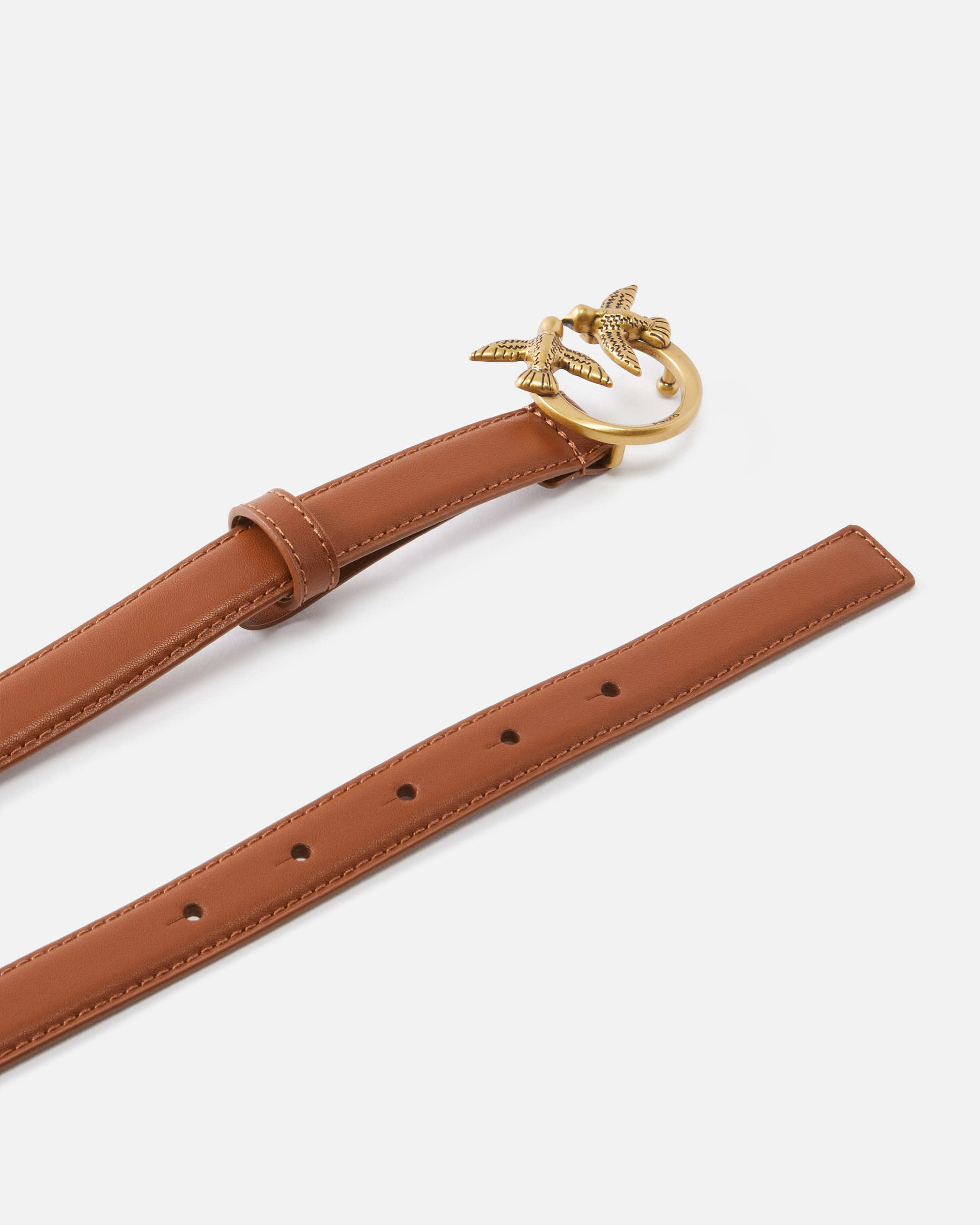 Pinko Fine Ceinture Love Birds En Cuir 2cm In Arab-antique Gold
