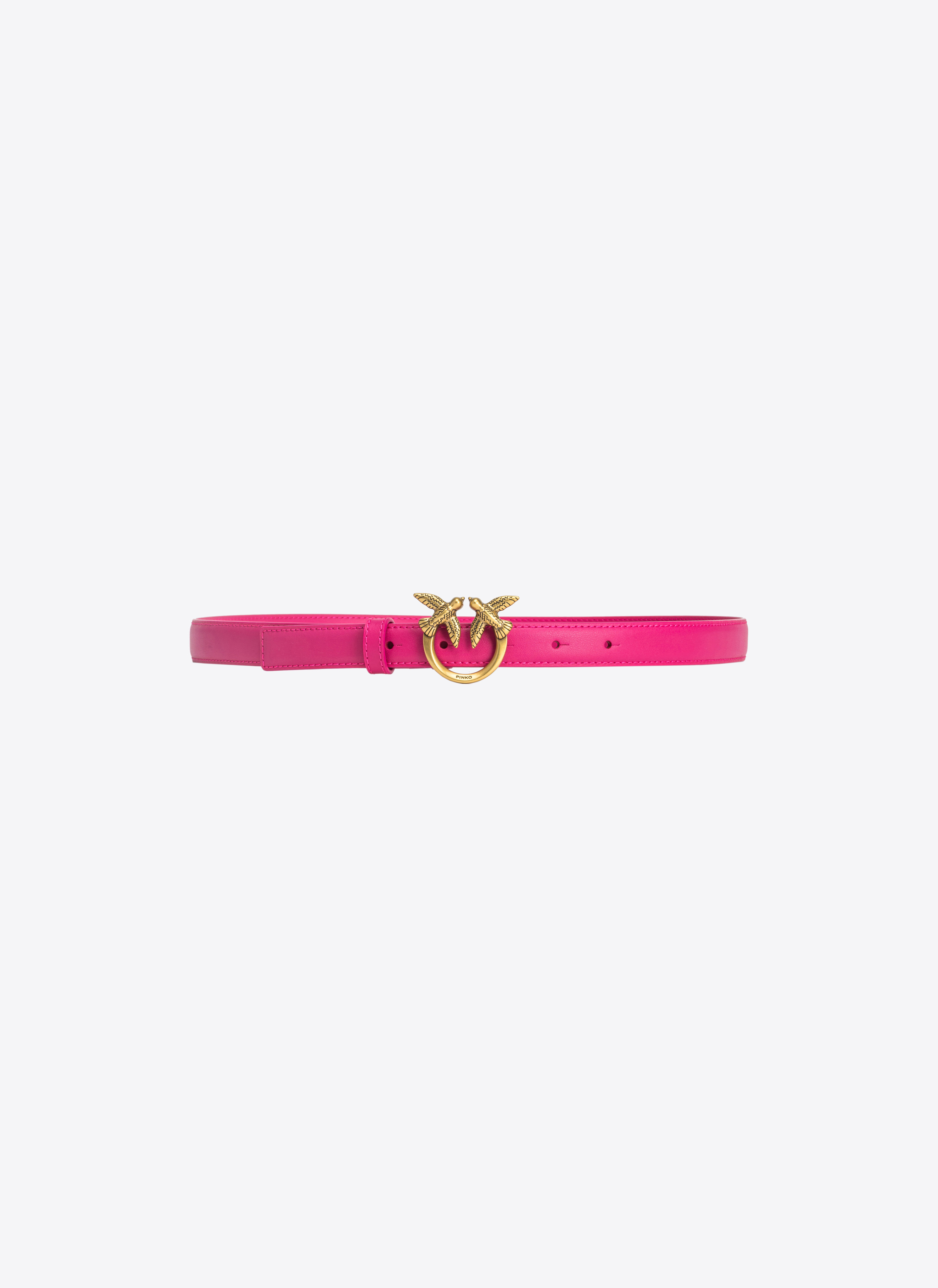 Pinko Love Birds Thin Leather Belt 2cm In  Pink-antique Gold