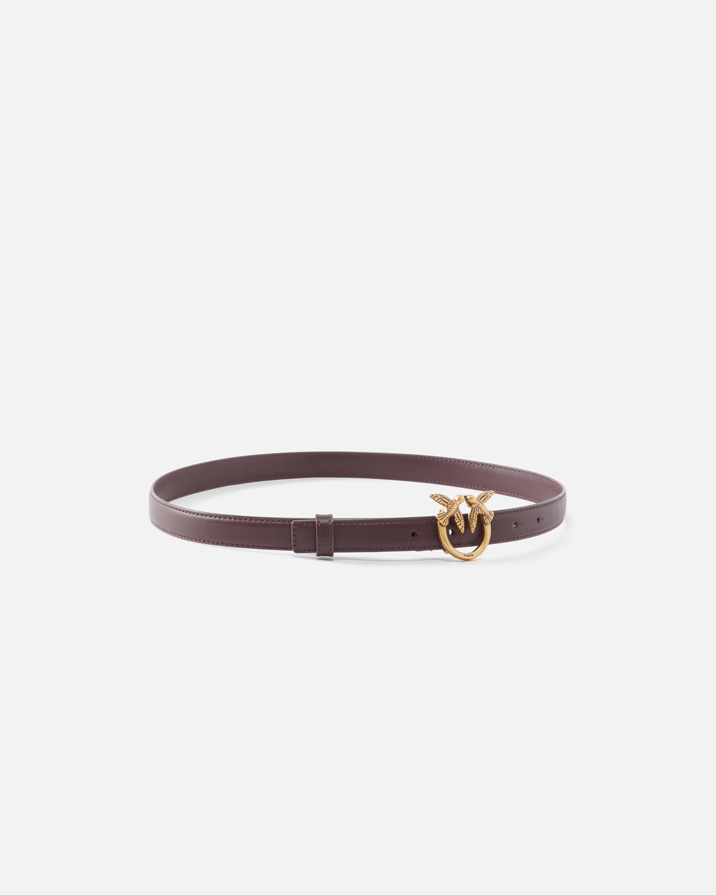 Pinko Fine Ceinture Love Birds En Cuir 2cm In Catawba Grape-antique Gold