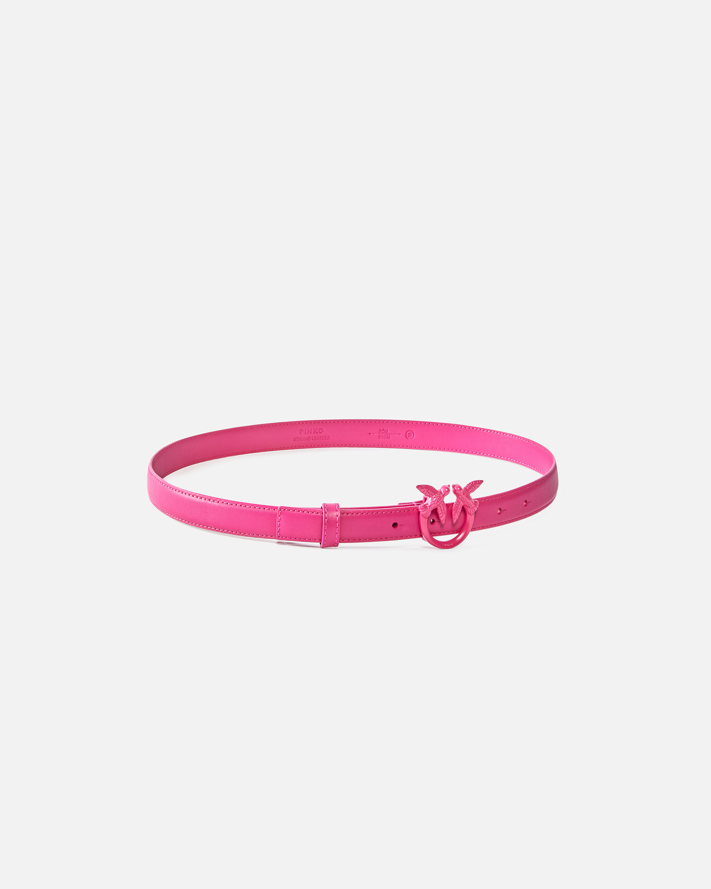 Pinko Fine Ceinture Love Birds En Cuir Color Block 2cm In Rose -color Block