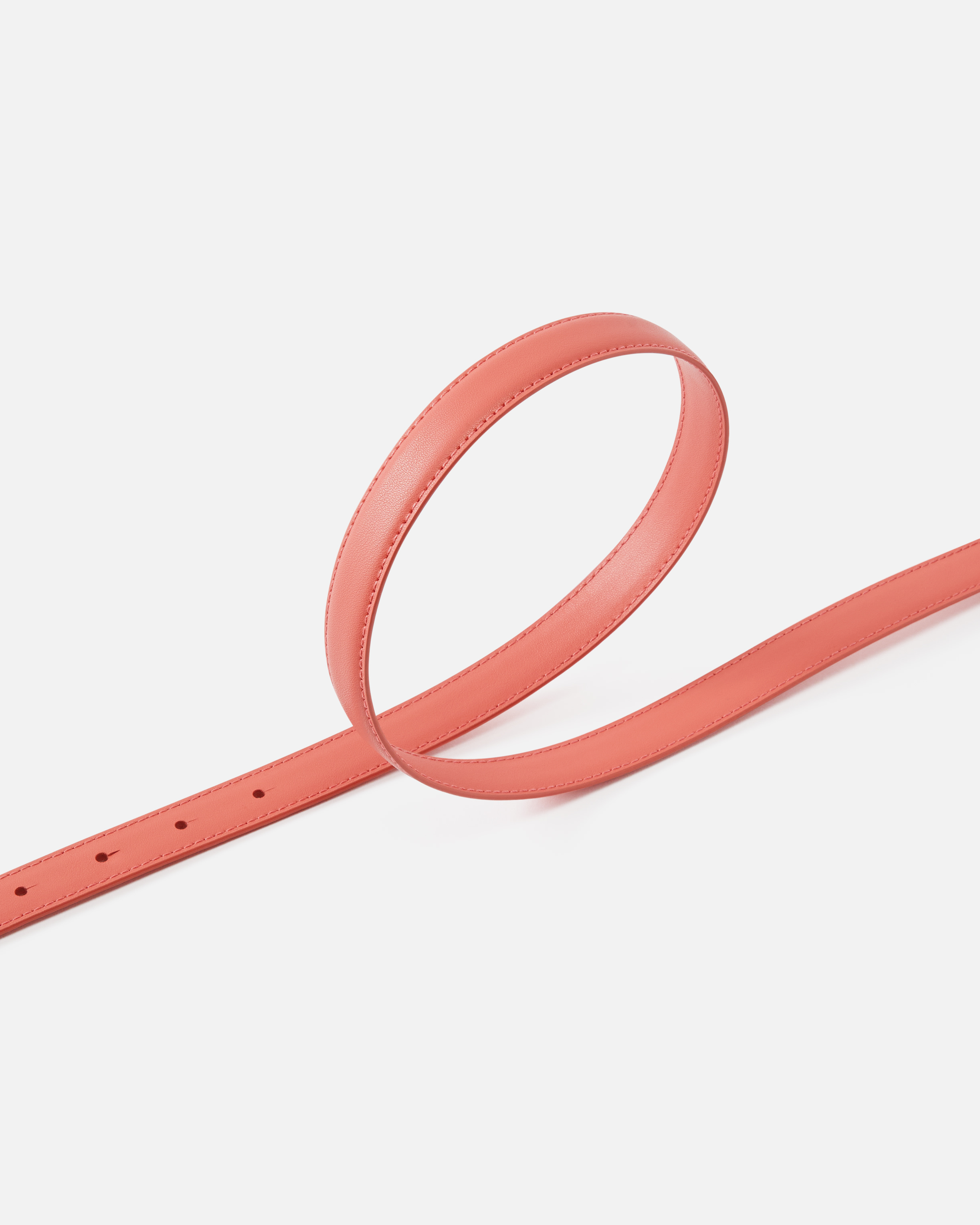 Pinko Thin Colour-block Love Birds Leather Belt 2cm In Coral. Spiced-colour-block