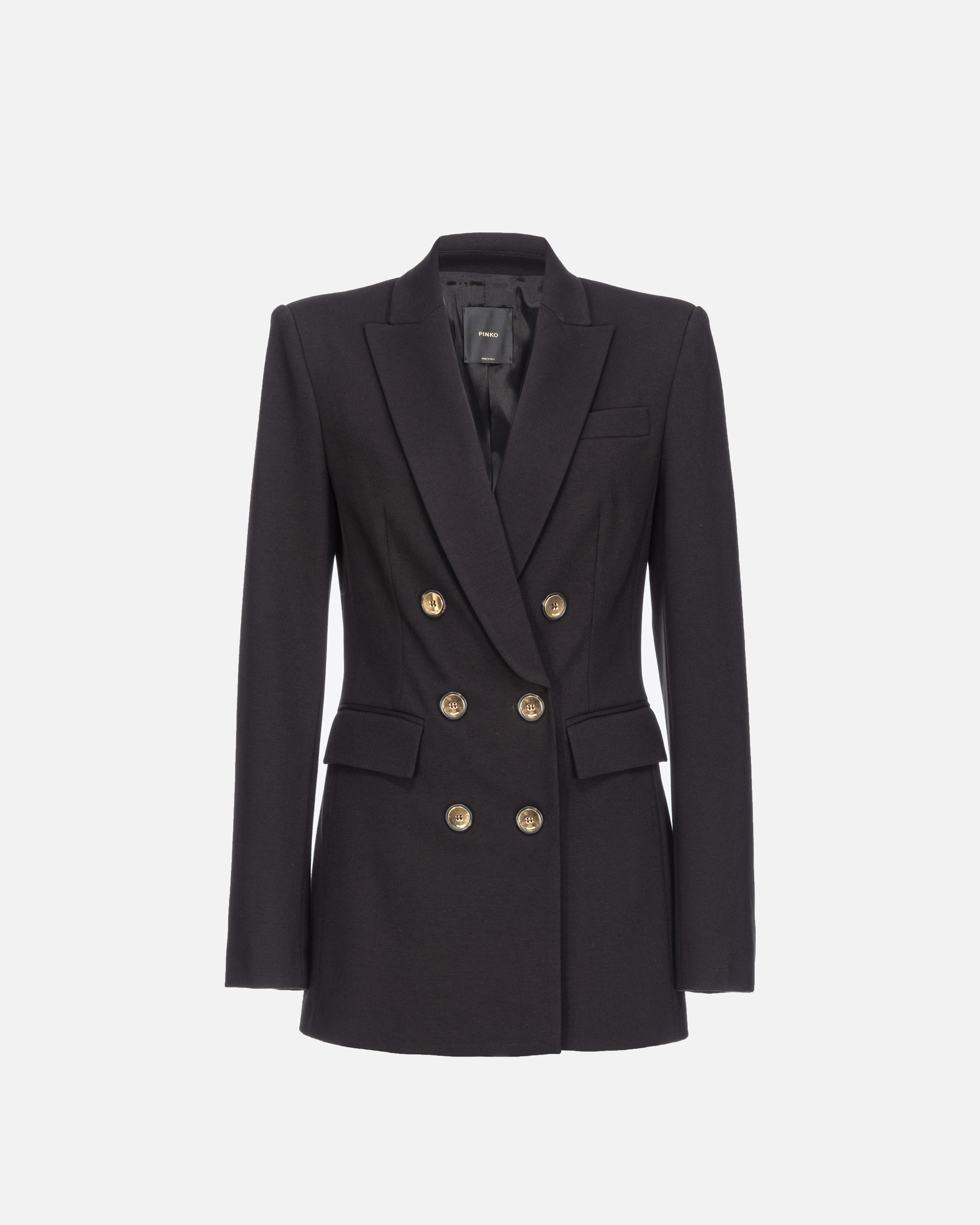 Shop Pinko Blazer Croisé En Maille Roma In Limo Black