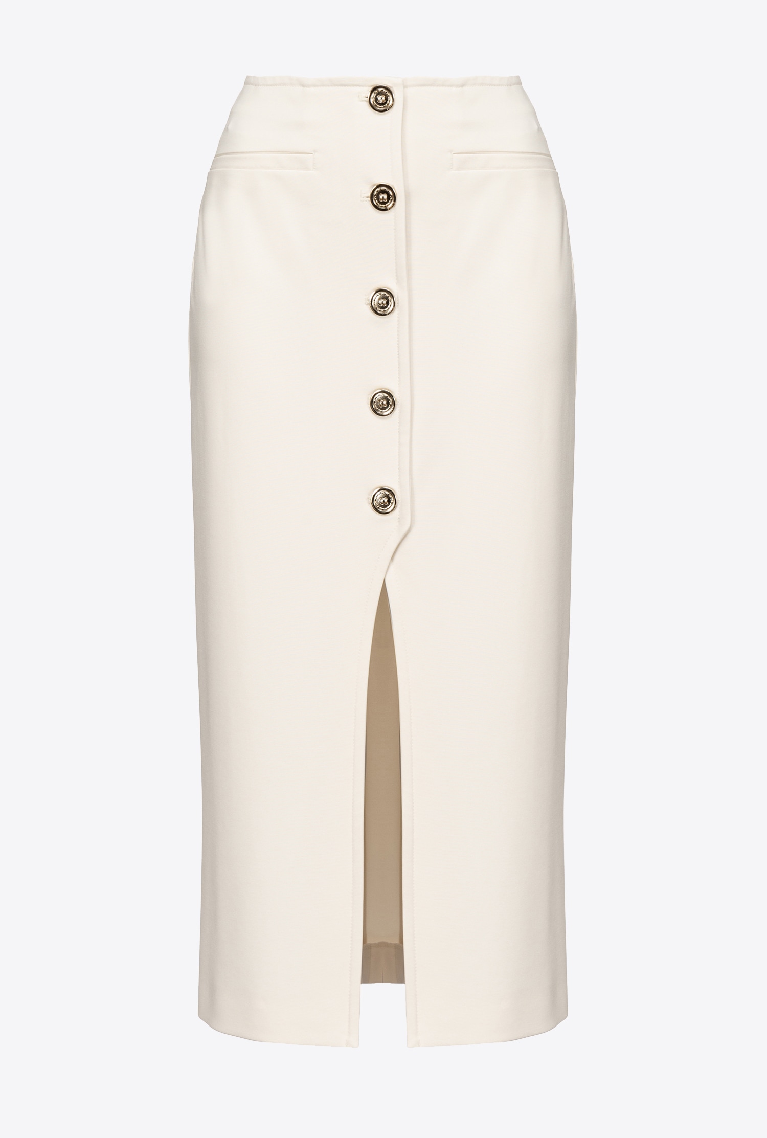 Buttoned calf-length skirt - pink smoke white