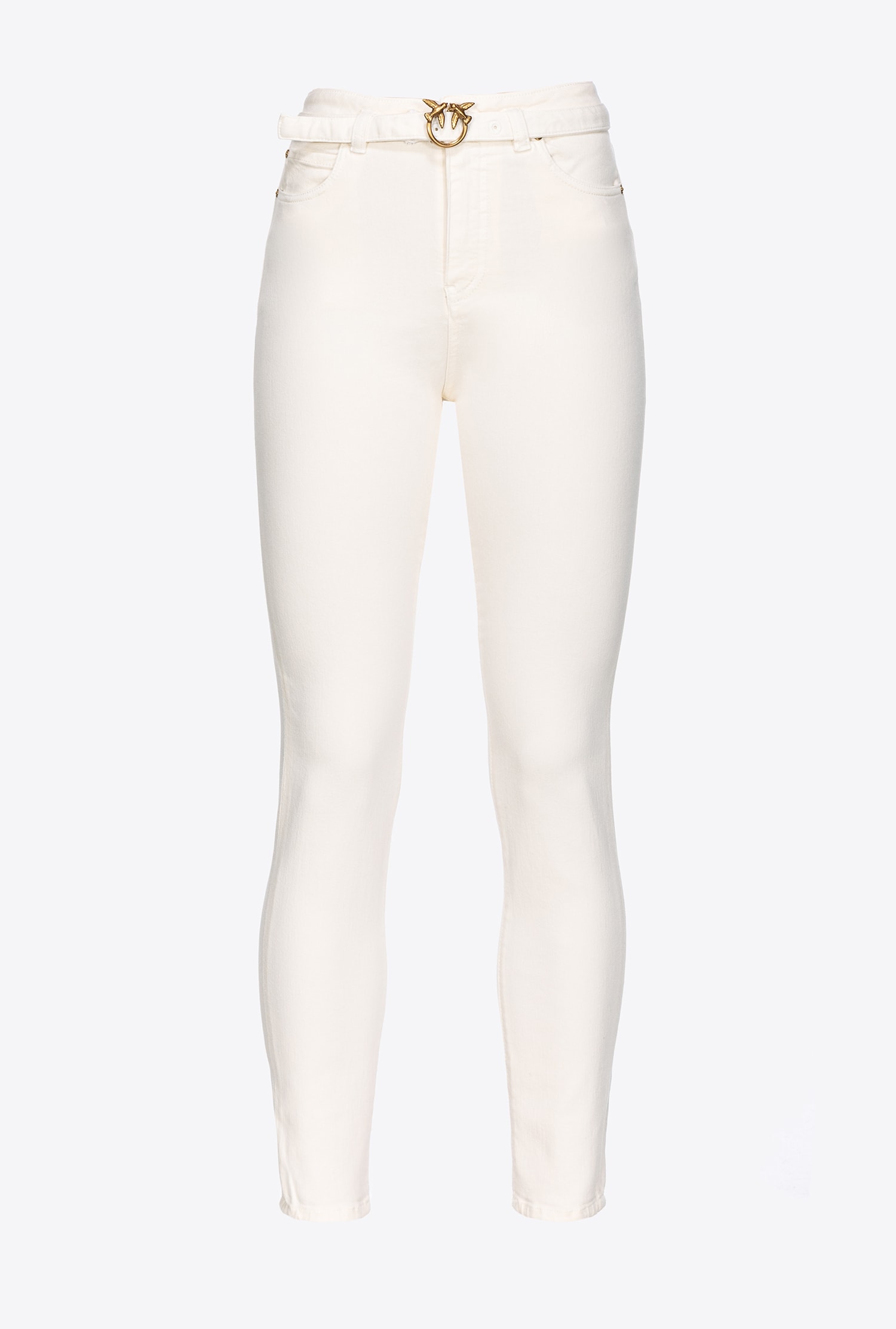 Pinko Coloured Stretch Bull Denim Skinny Jeans In Vanilla Ice-cream White