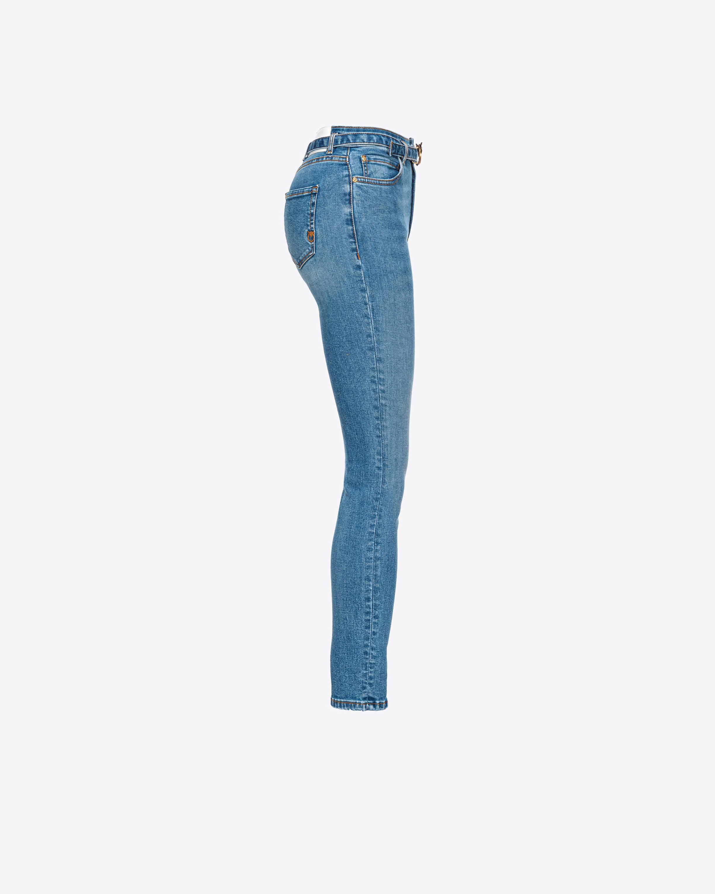 Shop Pinko Stretch Skinny Jeans With Belt In Medium Vintage Wash