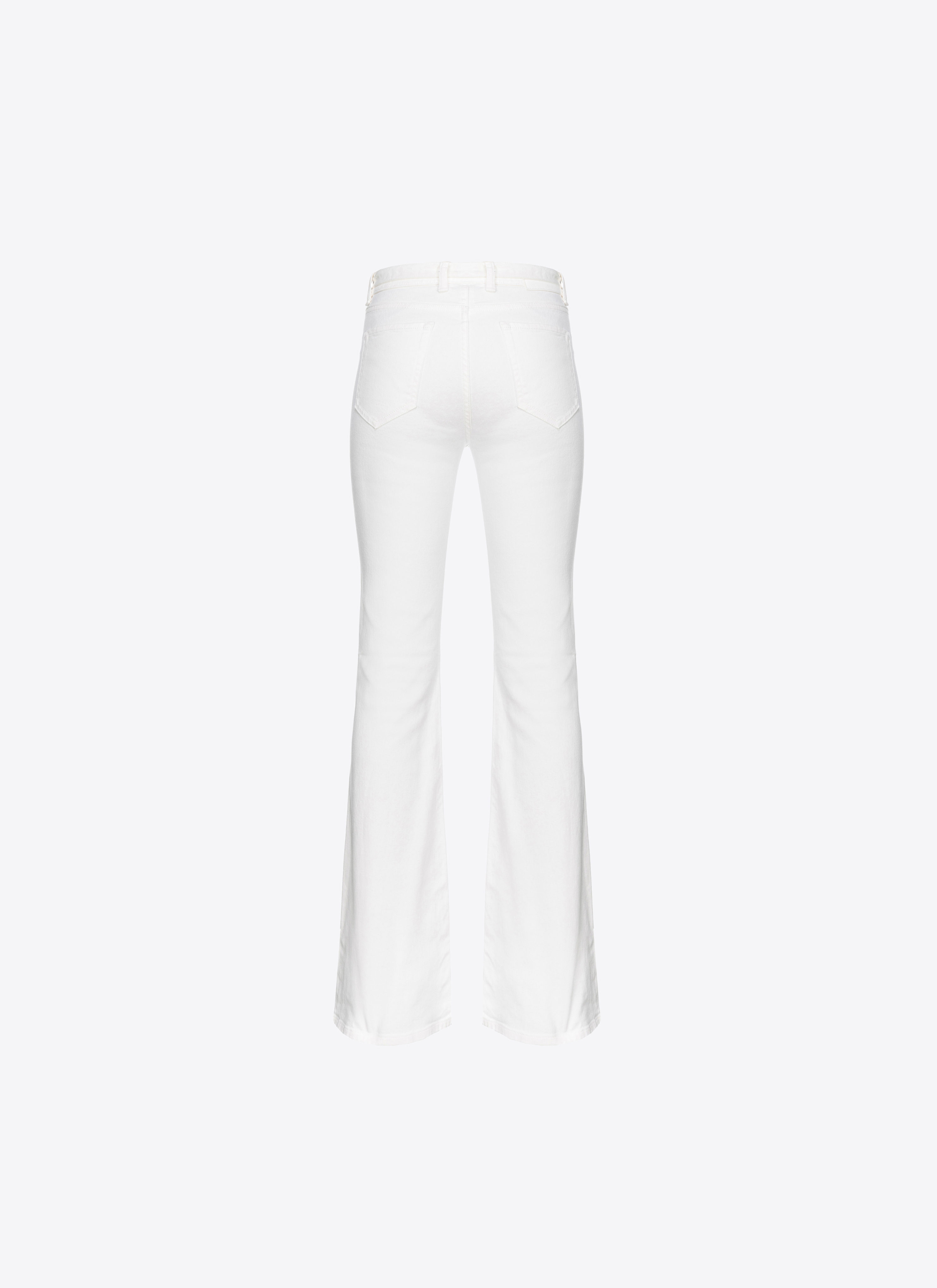 Shop Pinko Pantaloni Flared Bull Stretch Con Cintura In White + White