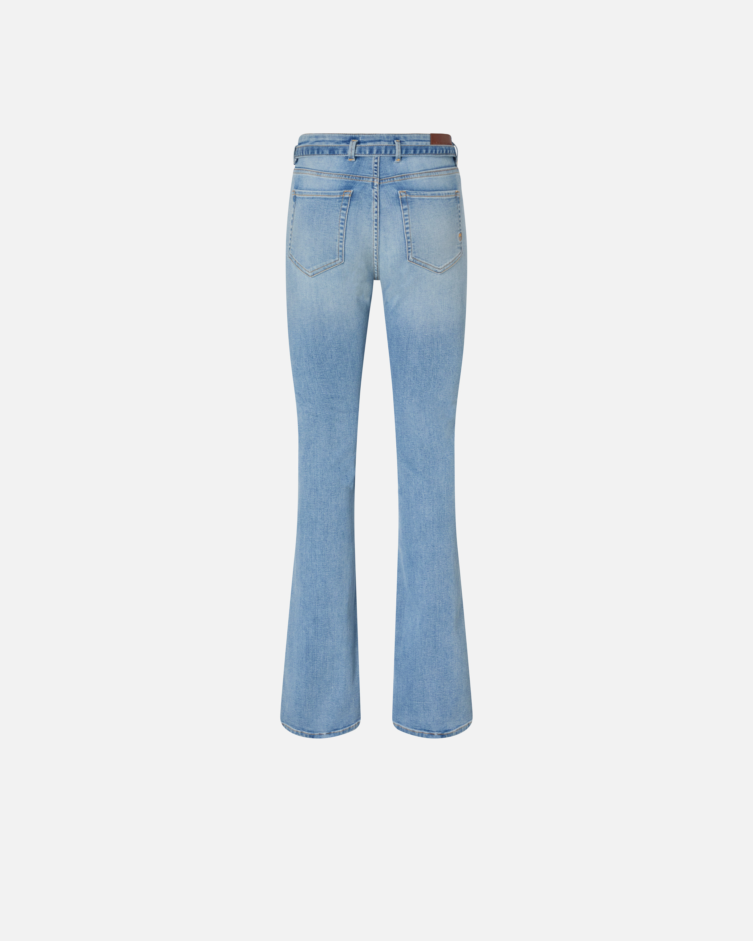 Pinko Flared Jeans With Bird Logo Belt In Délavage Clair Vintage