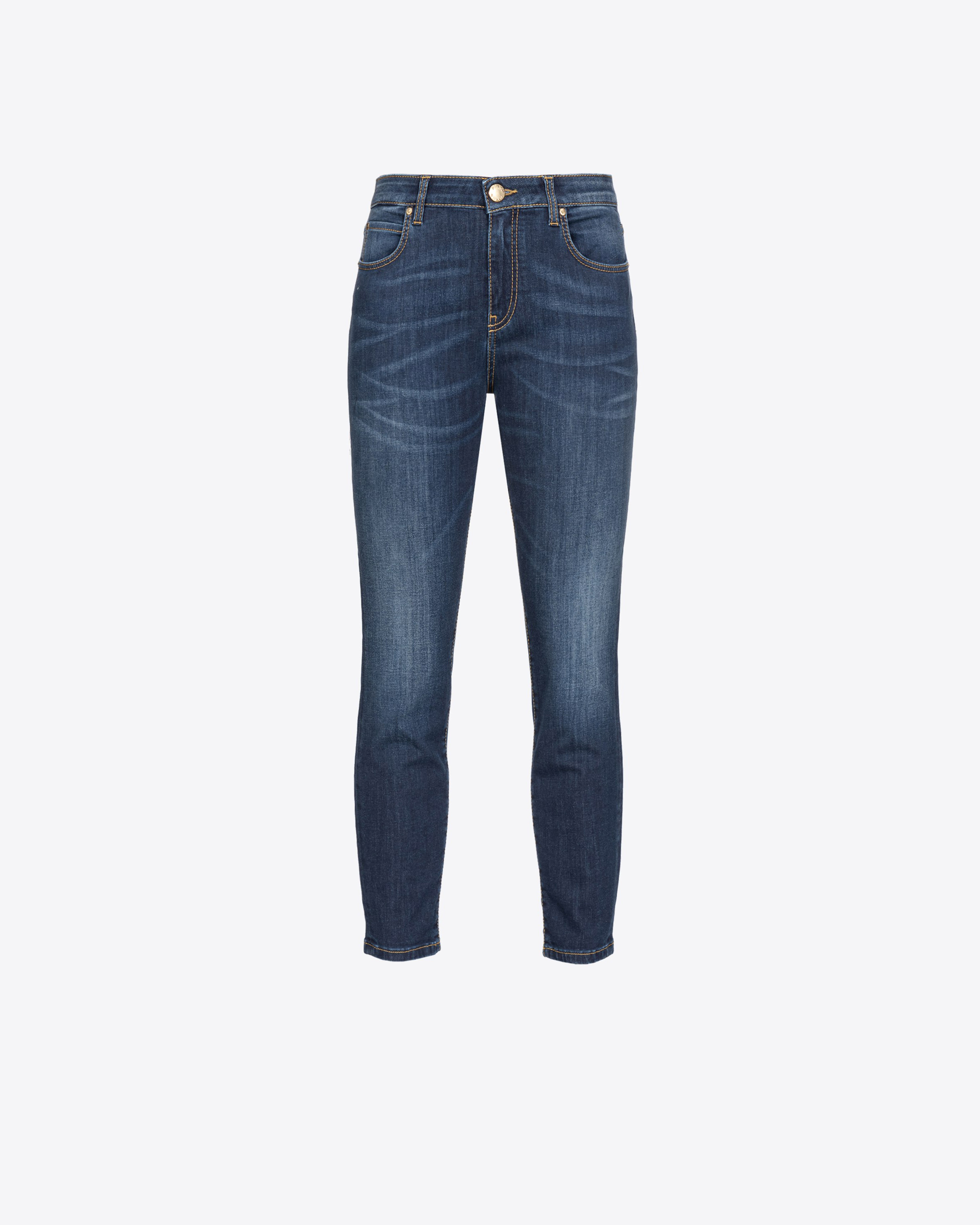 Pinko Skinny Stretch Denim Jeans With Embroidery On The Back In Dark Wash