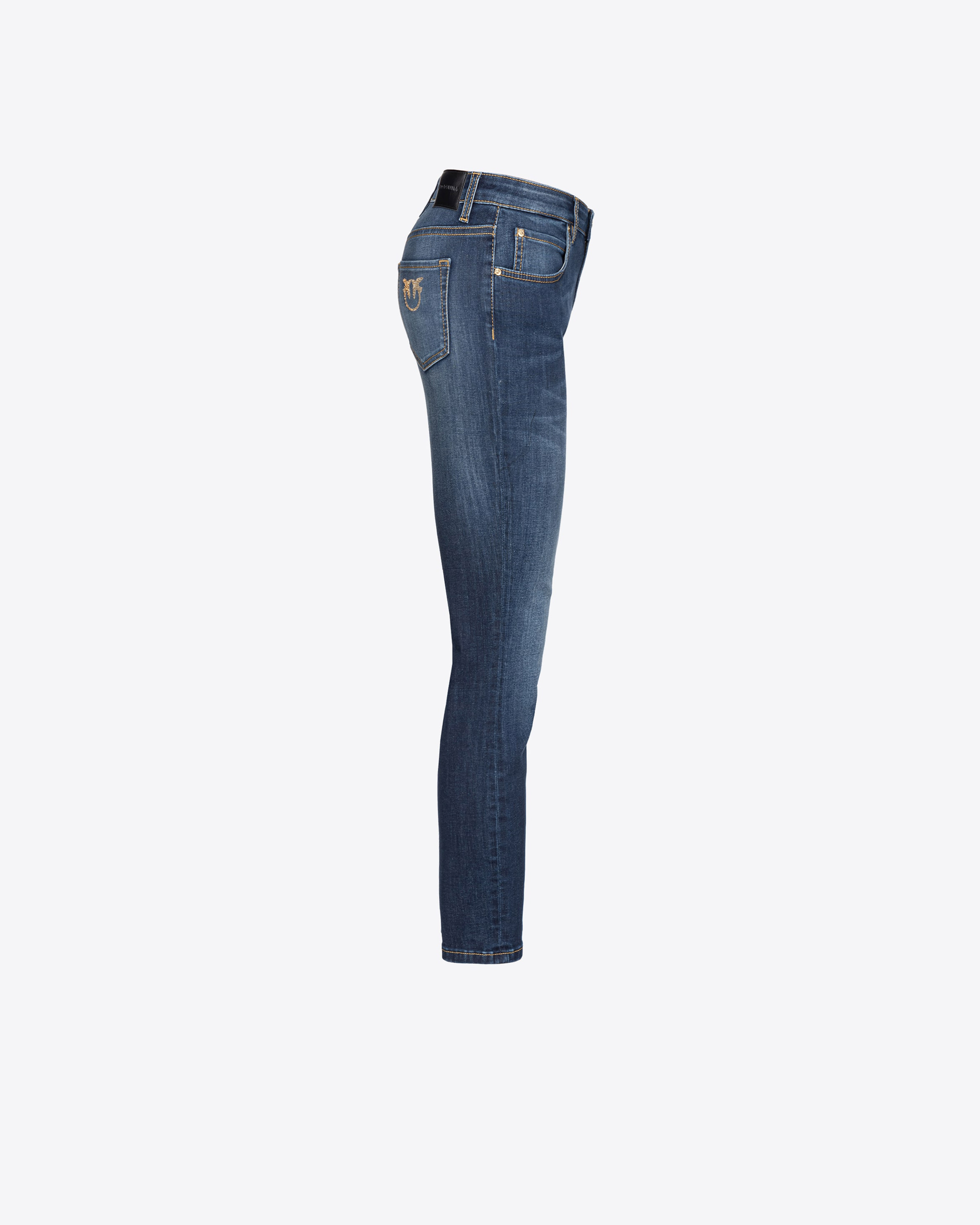 Shop Pinko Skinny Stretch Denim Jeans With Embroidery On The Back In Dark Wash