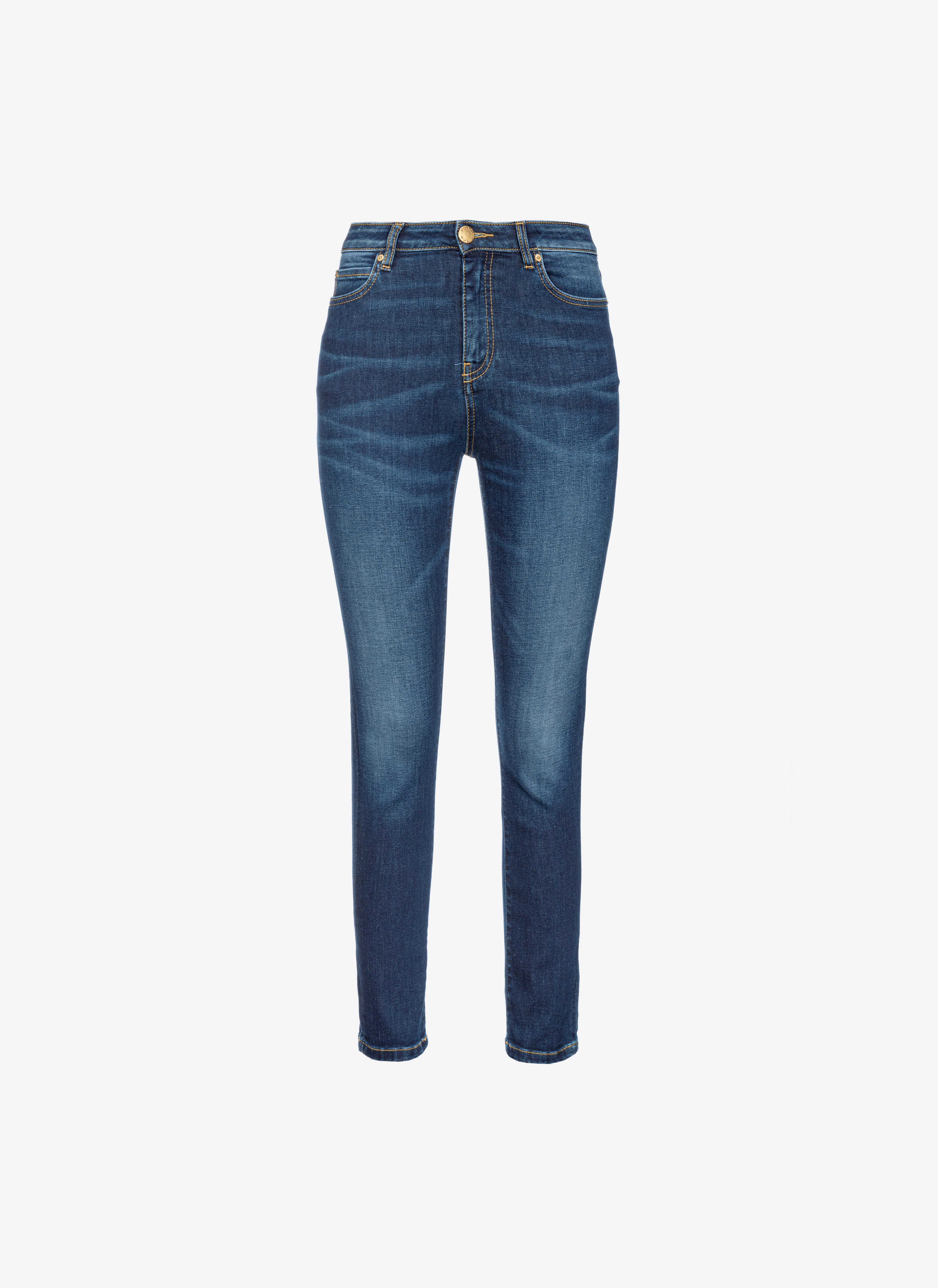 Pinko Skinny Stretch Denim Jeans With Embroidery On The Back In Dark Wash