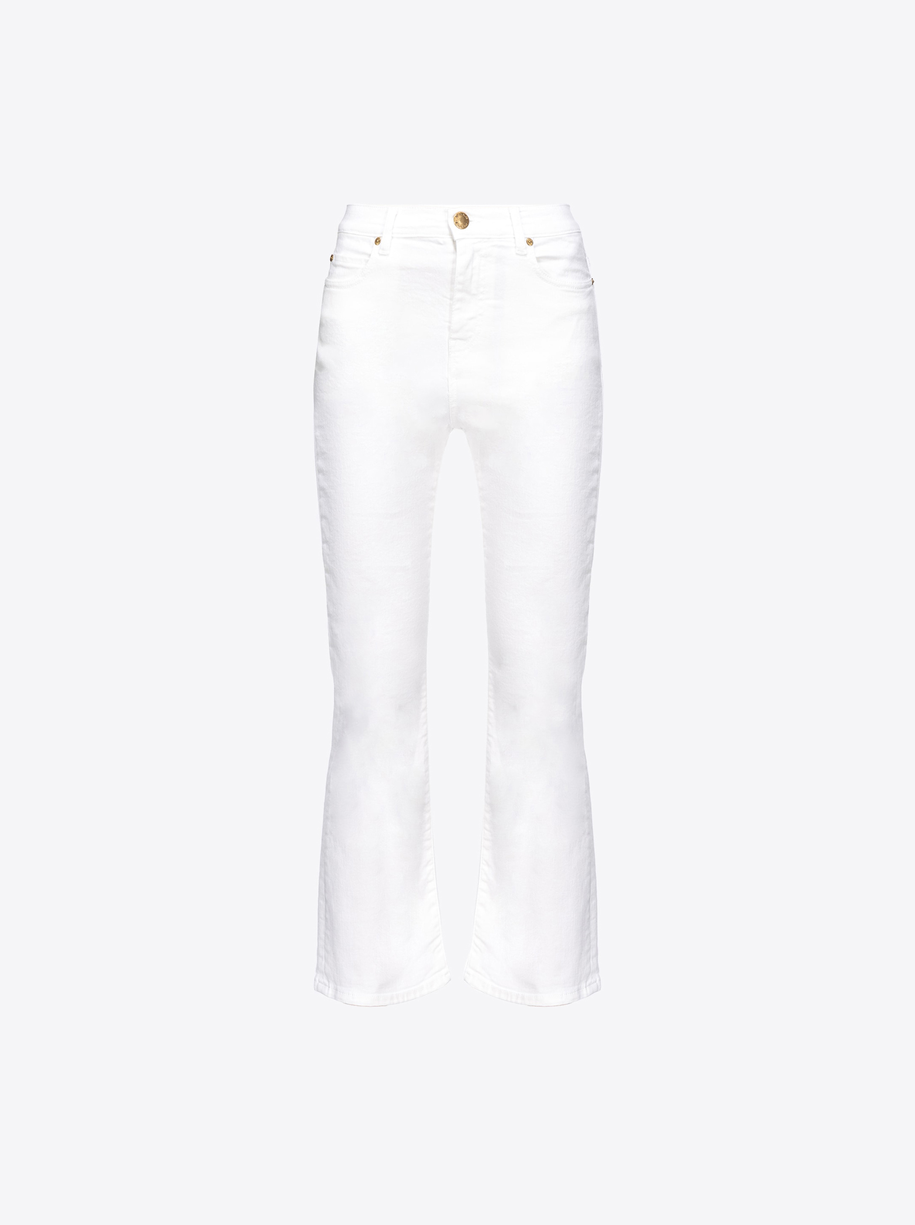 Shop Pinko Pantaloni Bootcut Bull Di Cotone In Blanc + Blanc