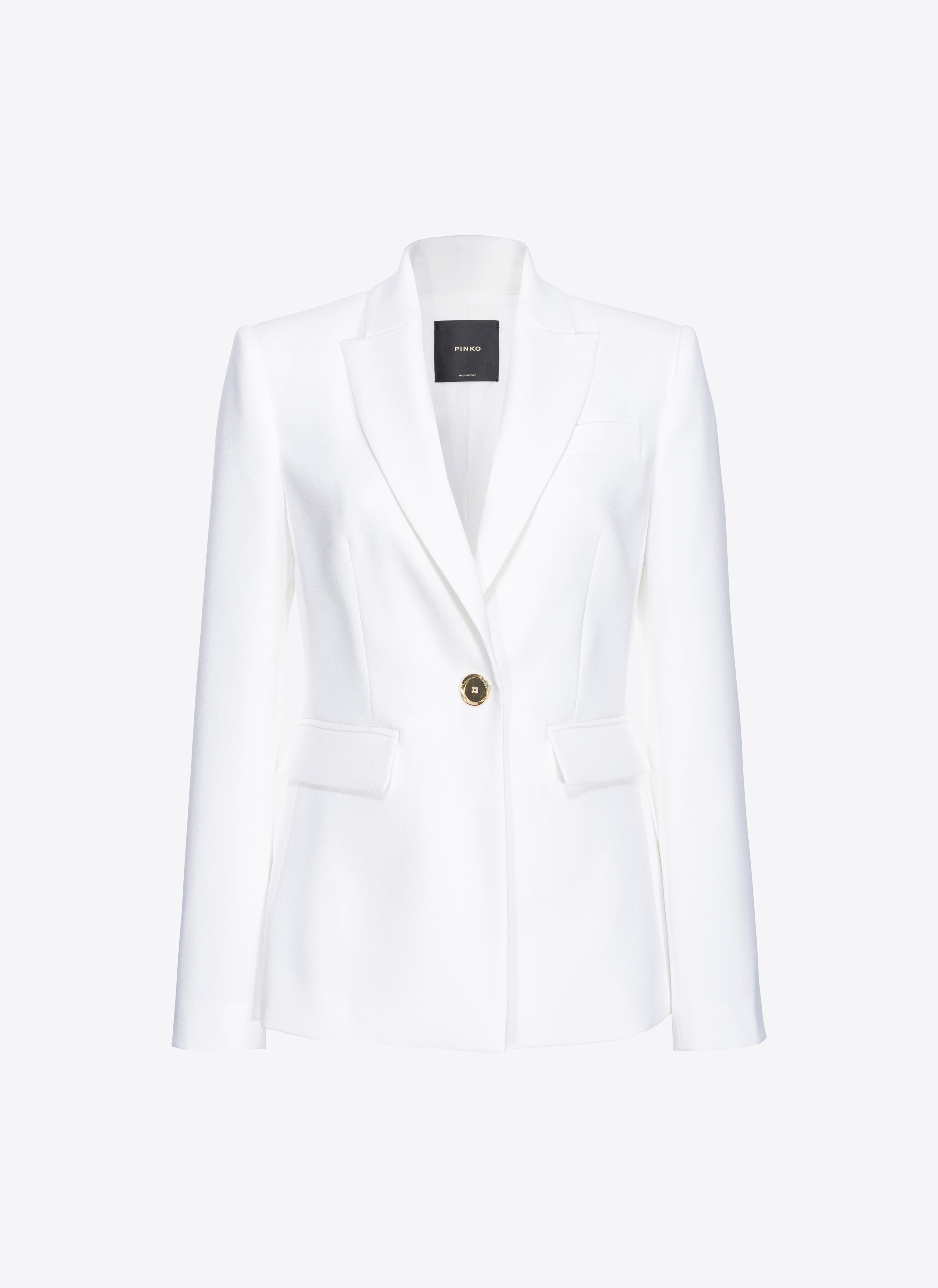 Pinko Single-breasted One Button Jacket With Lapel Collar In Cloud White