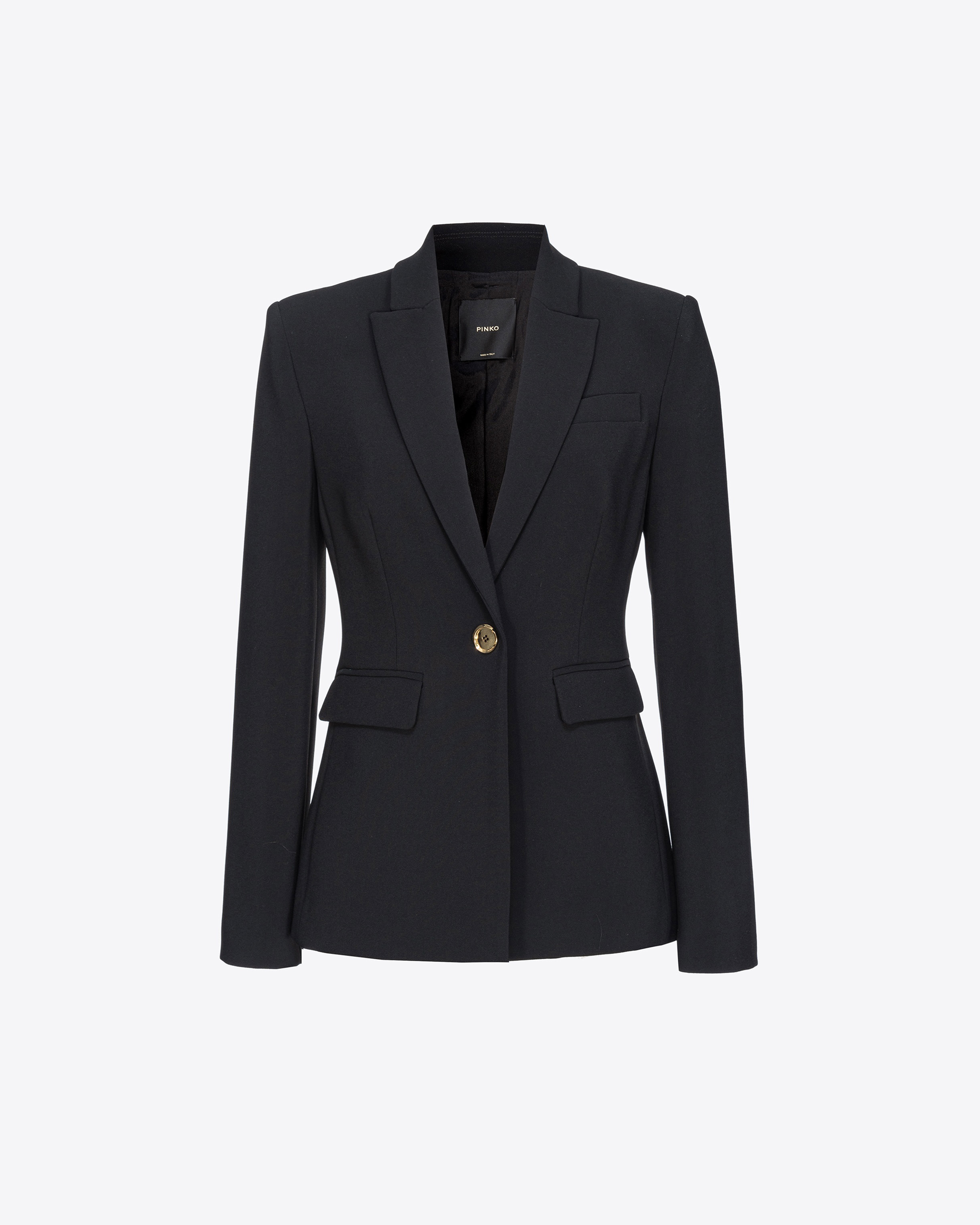 Shop Pinko Single-breasted Stretch Blazer In Limo Black