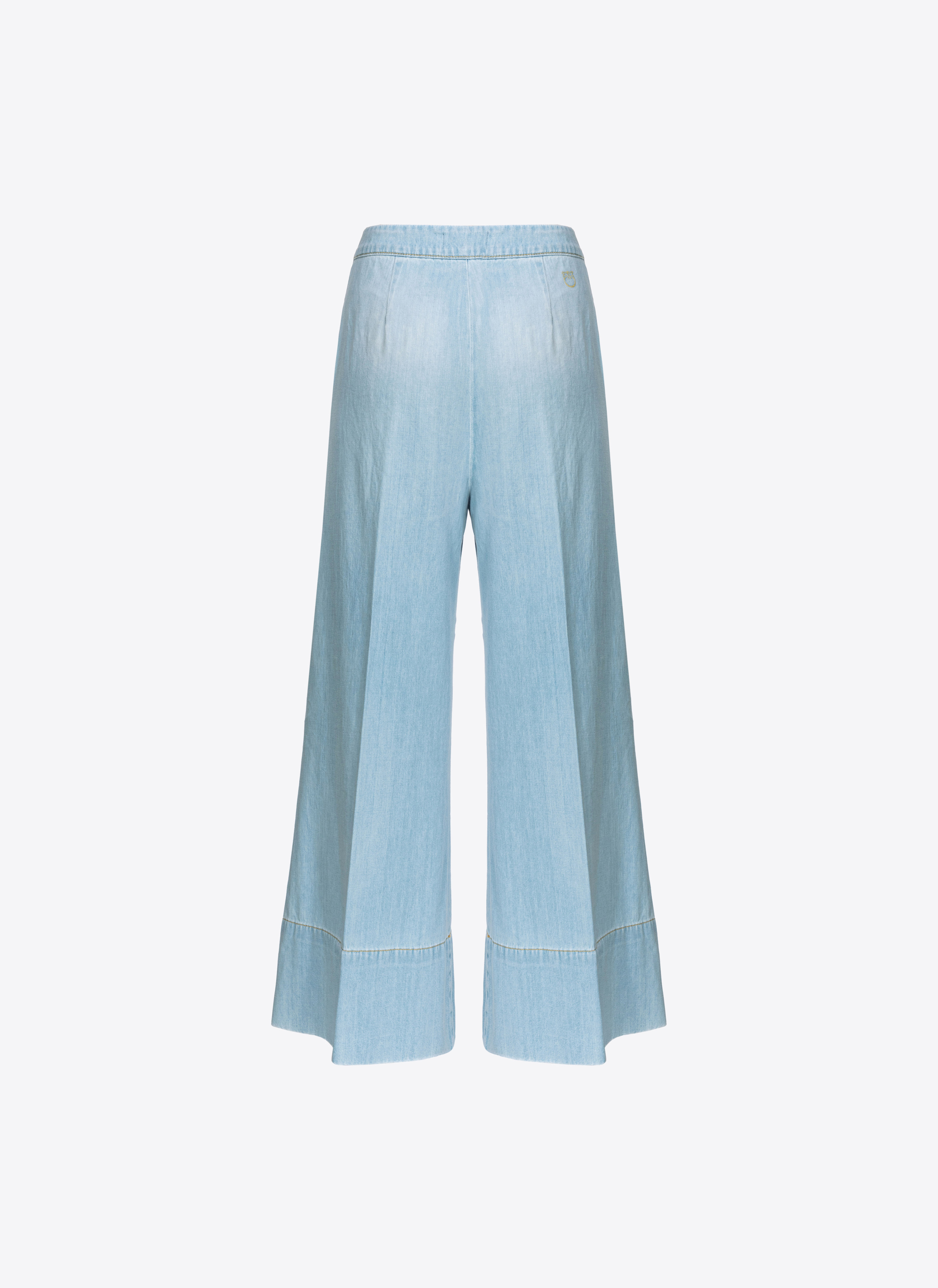 Shop Pinko Wide-leg Baby Blue Denim Jeans In Délavage Clair