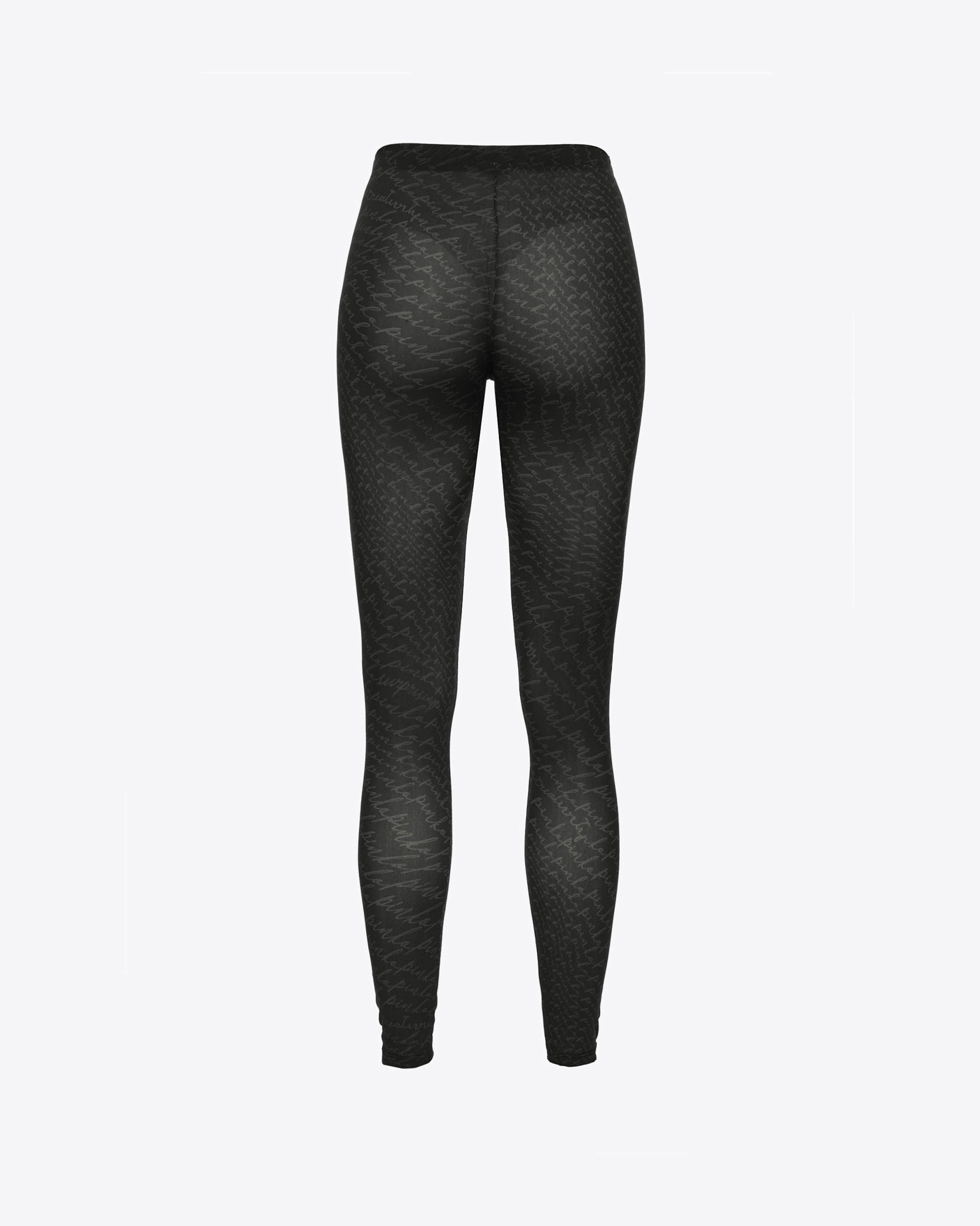 Shop Pinko Leggings À Logo Fluide In Limo Black