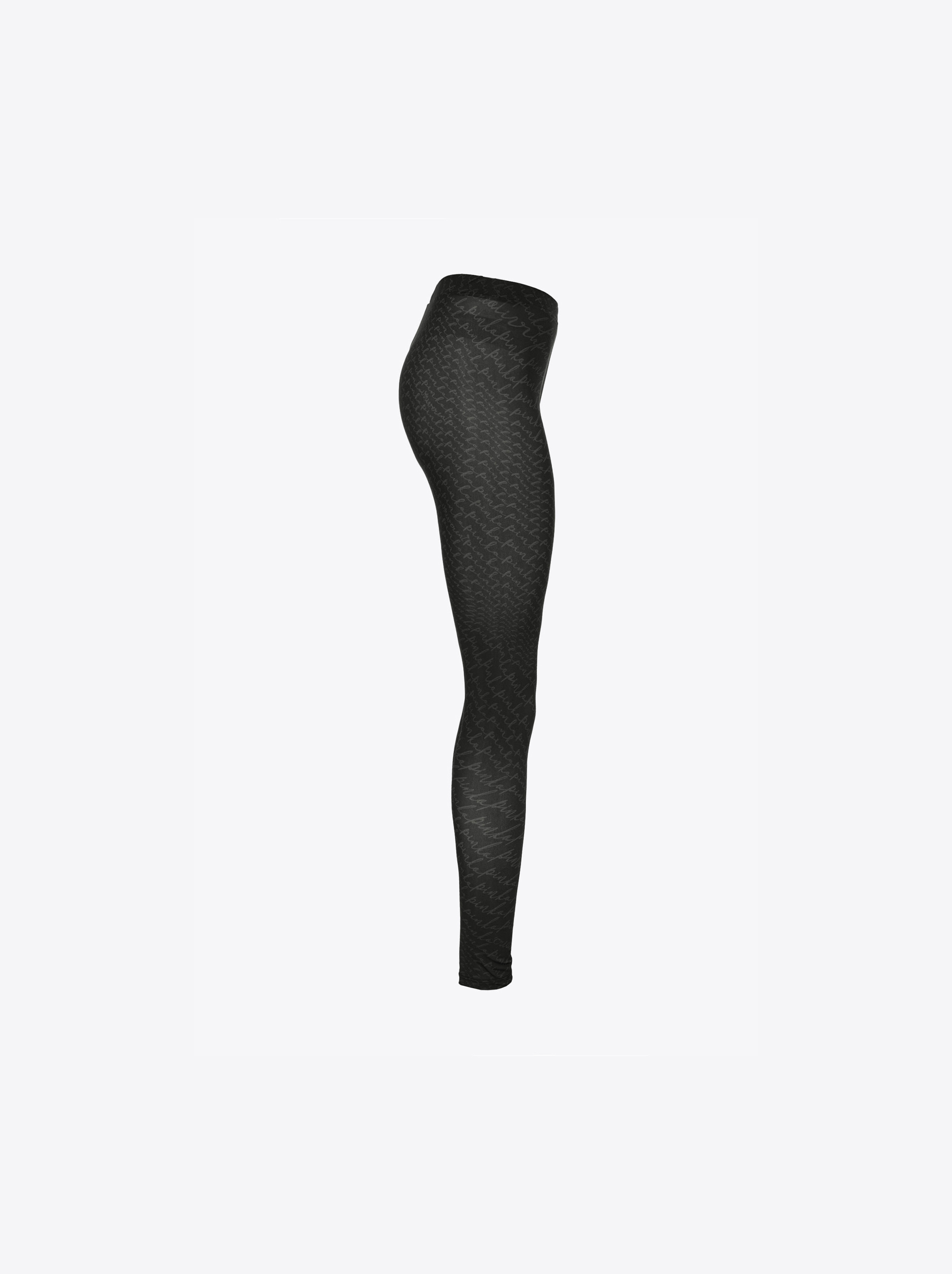 Shop Pinko Leggings Logo Fluido In Limo Black