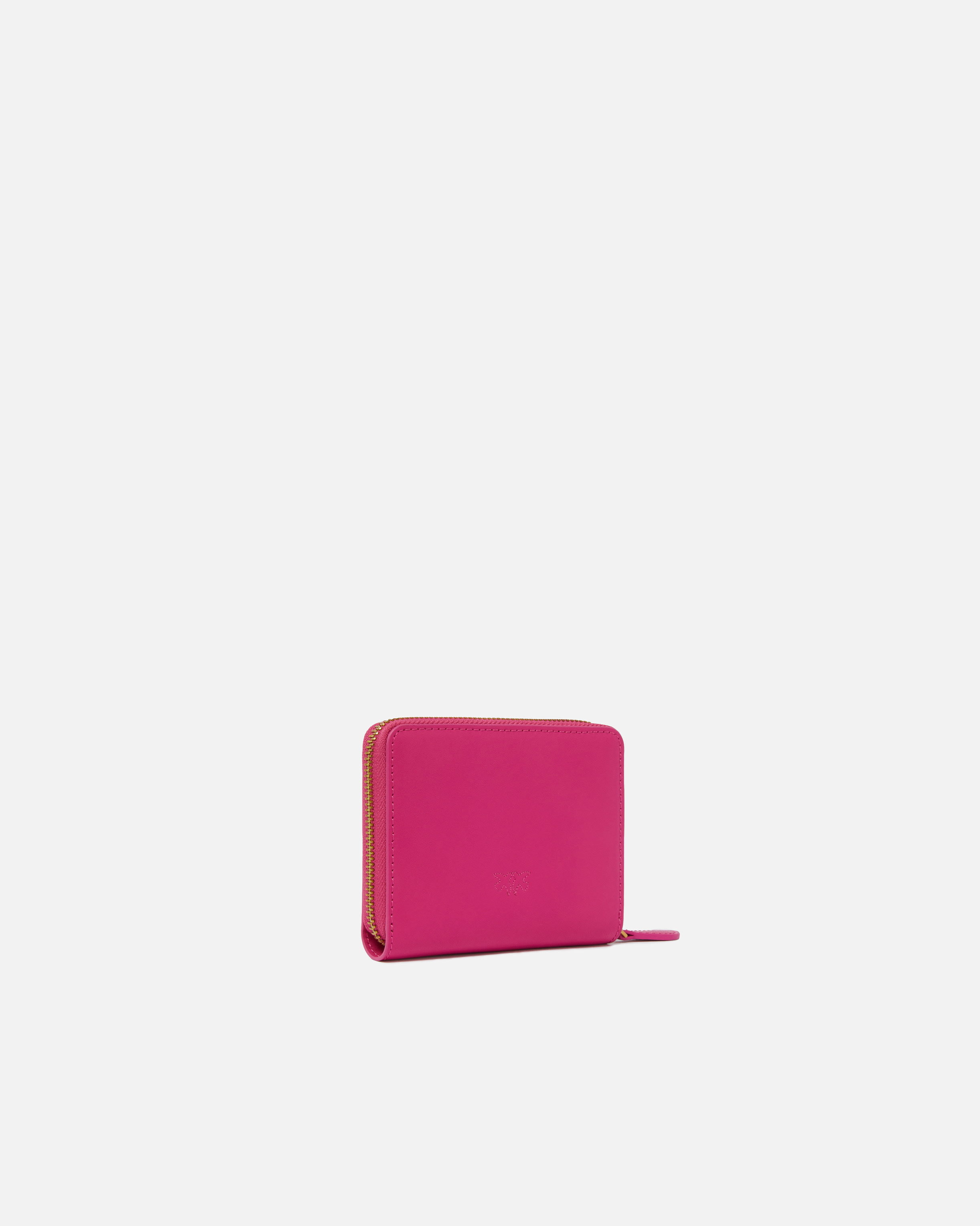 Pinko Square Leather Zip-around Purse In  Pink-antique Gold