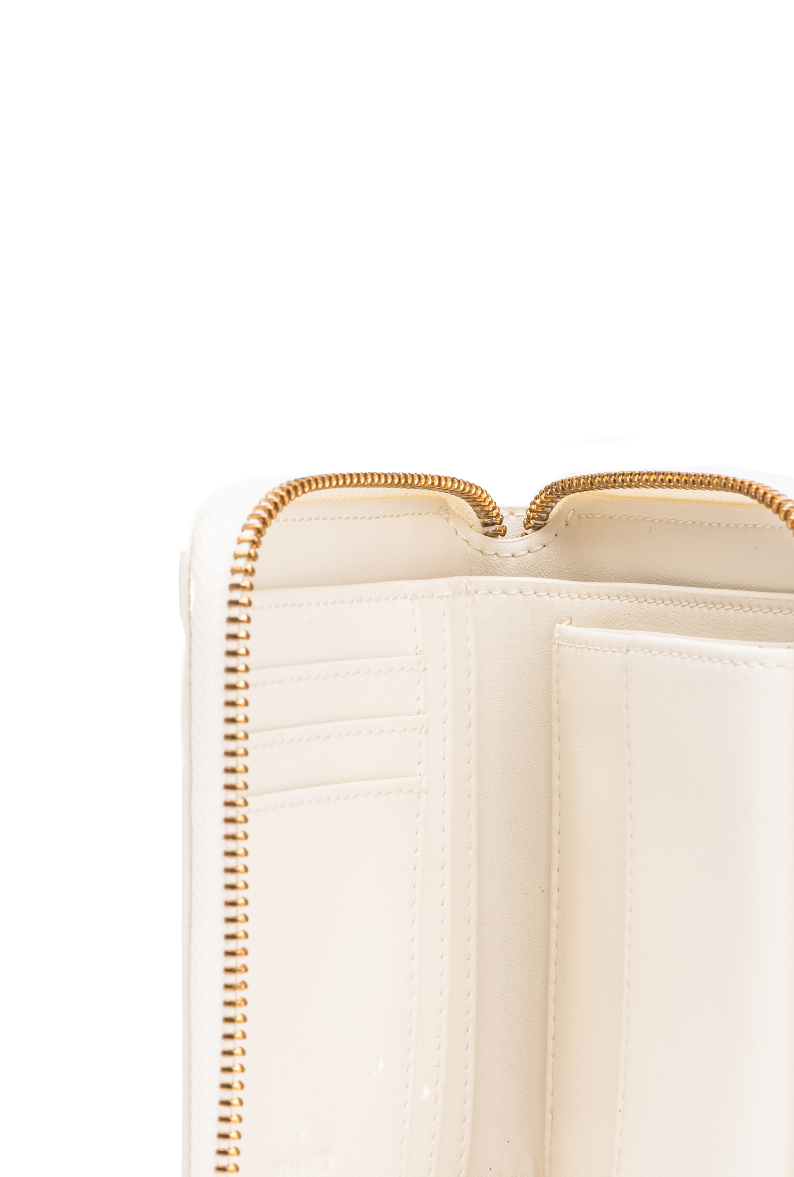 Pinko Square Leather Zip-around Purse In White+white-antique Gold