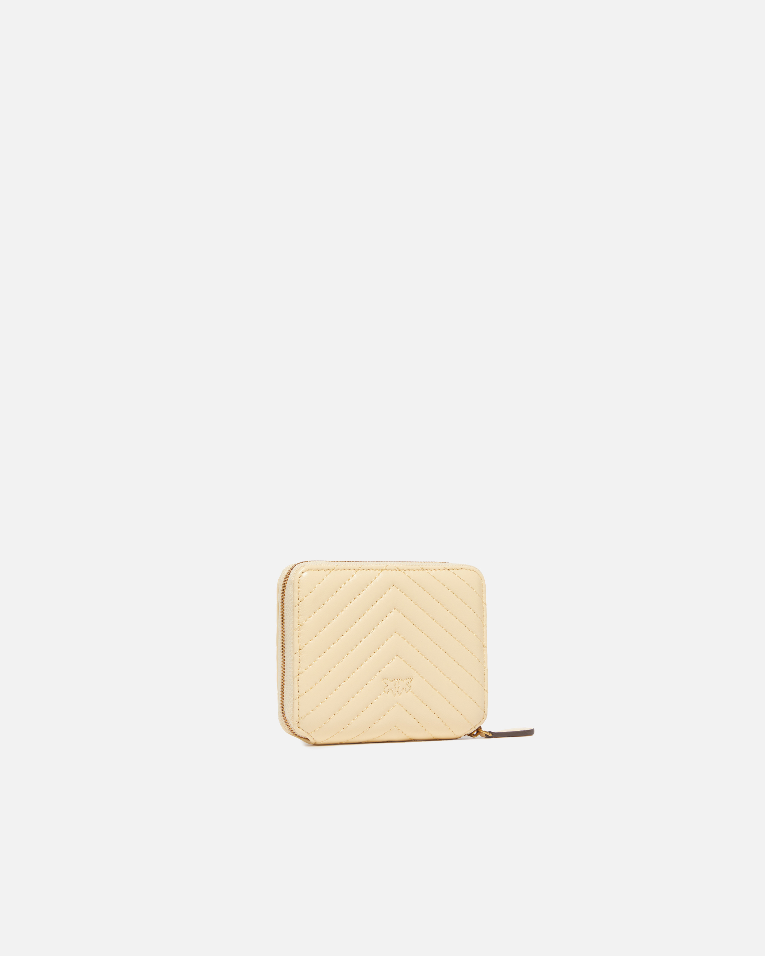 Portefeuille carré à contour zippé en cuir nappa matelassé 1