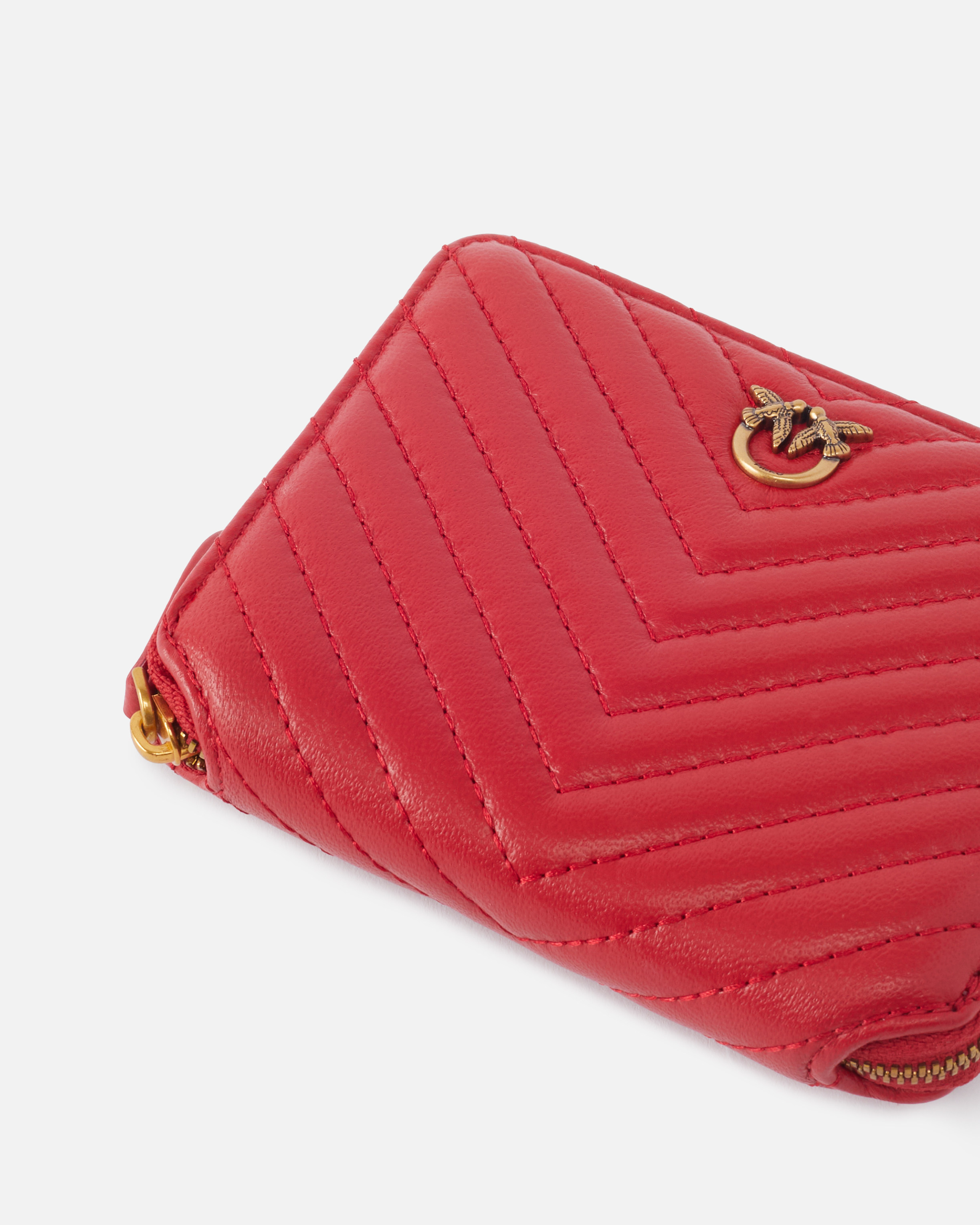 绗缝纳帕皮革全拉链方形钱包 3