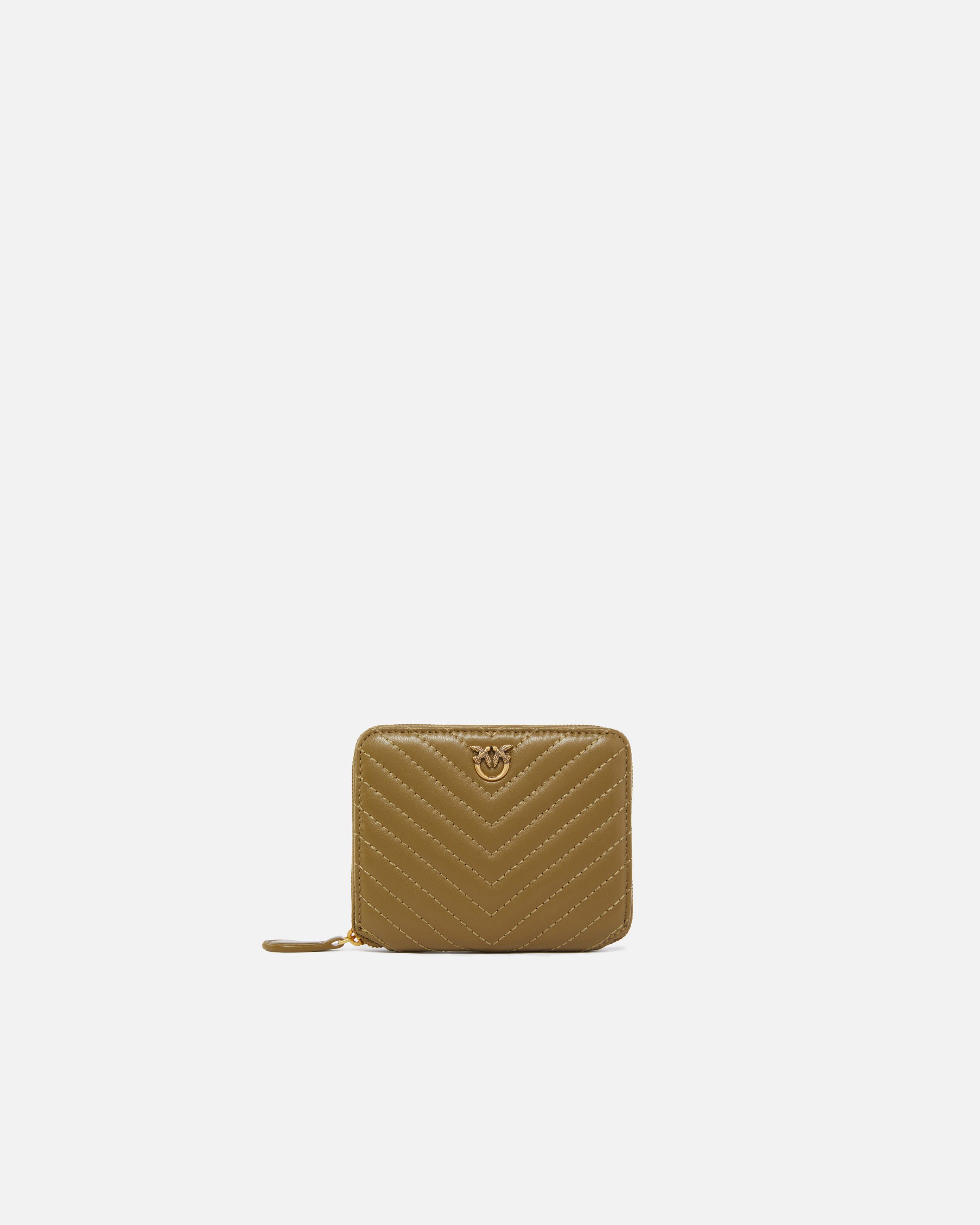 绗缝纳帕皮革全拉链方形钱包 0