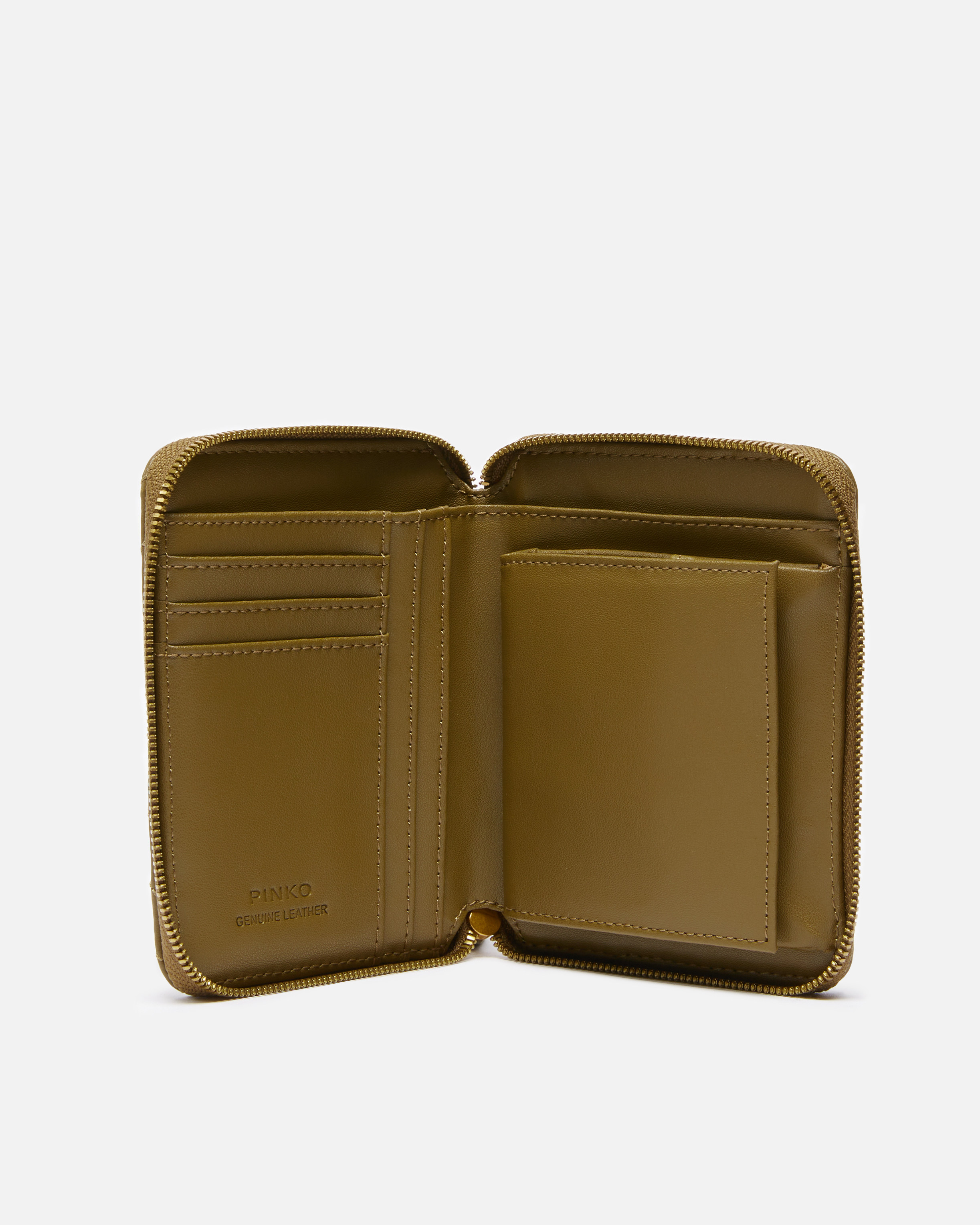 绗缝纳帕皮革全拉链方形钱包 2