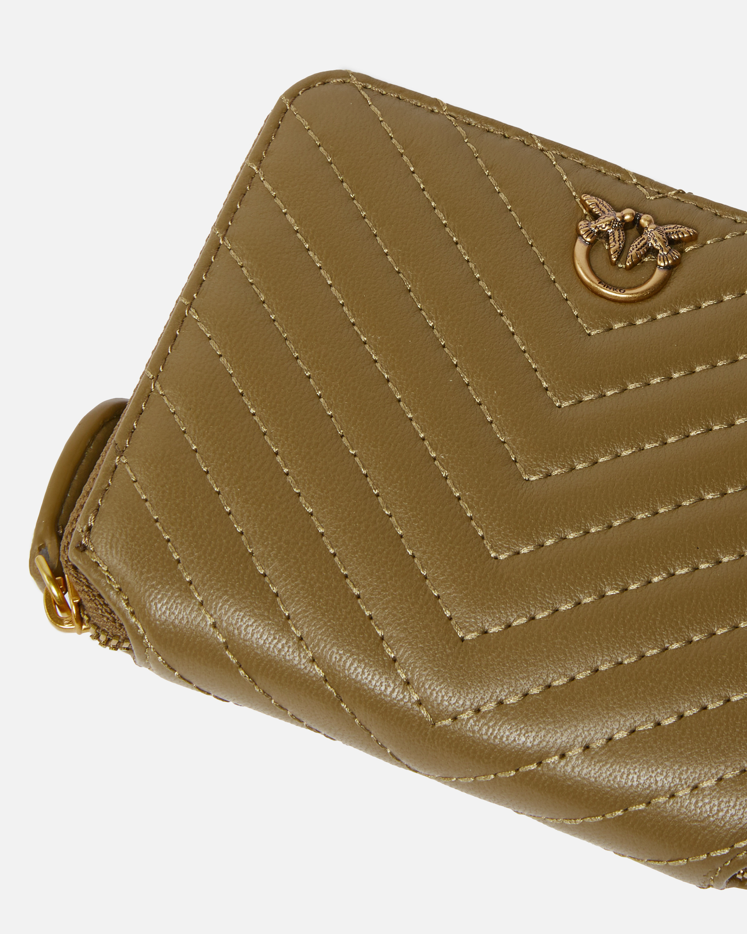 绗缝纳帕皮革全拉链方形钱包 3