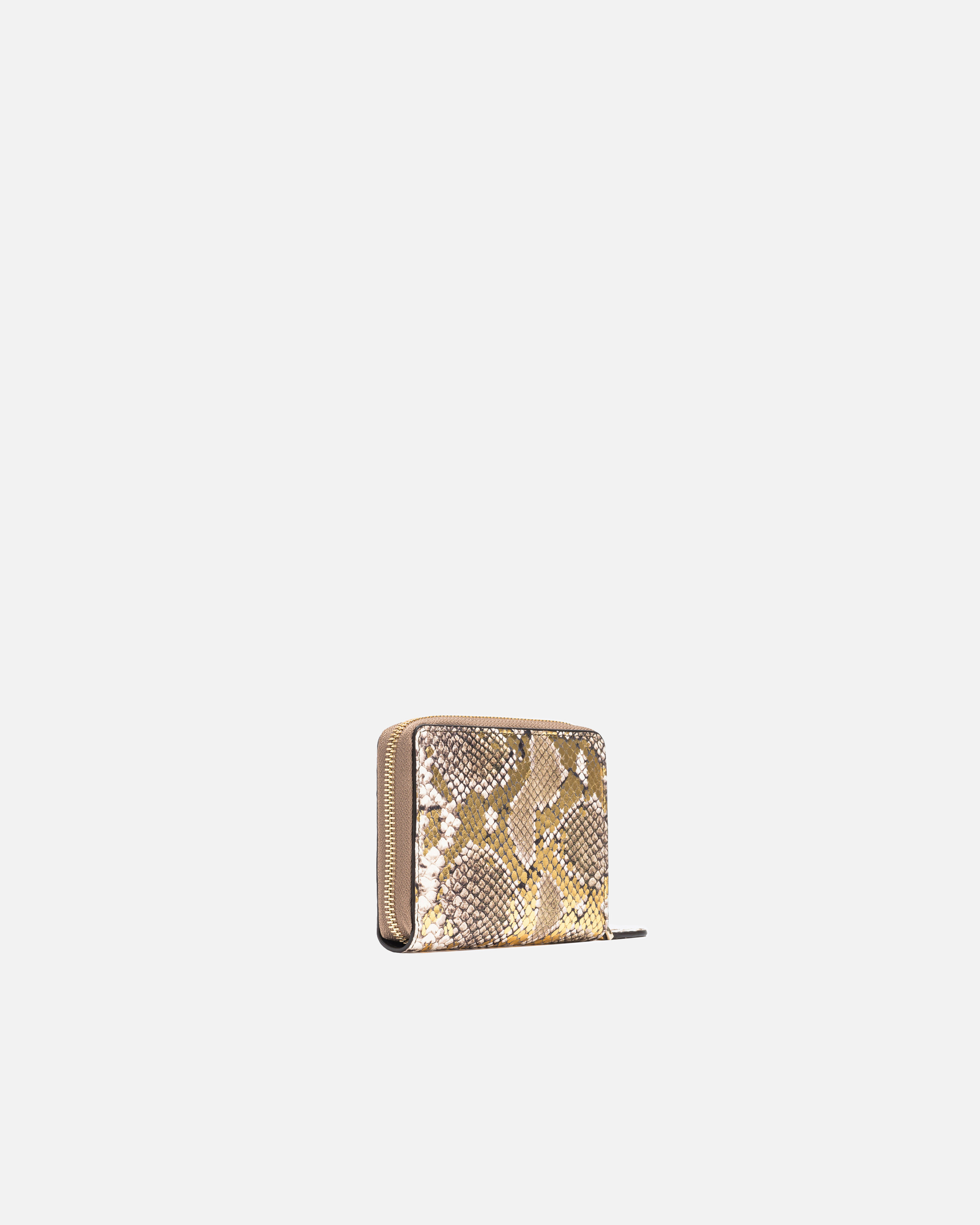 Pinko Galleria Square Wallet With Laminated Python Print In Or/gris-or