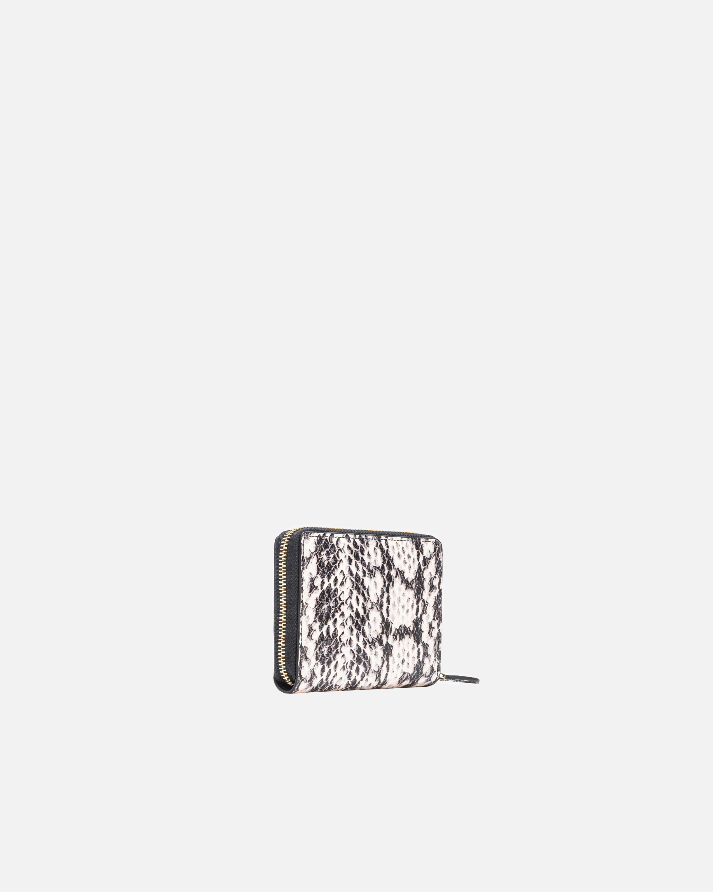 Pinko Galleria Square Wallet With Two-tone Python Print In Blanc/noir-or Clair