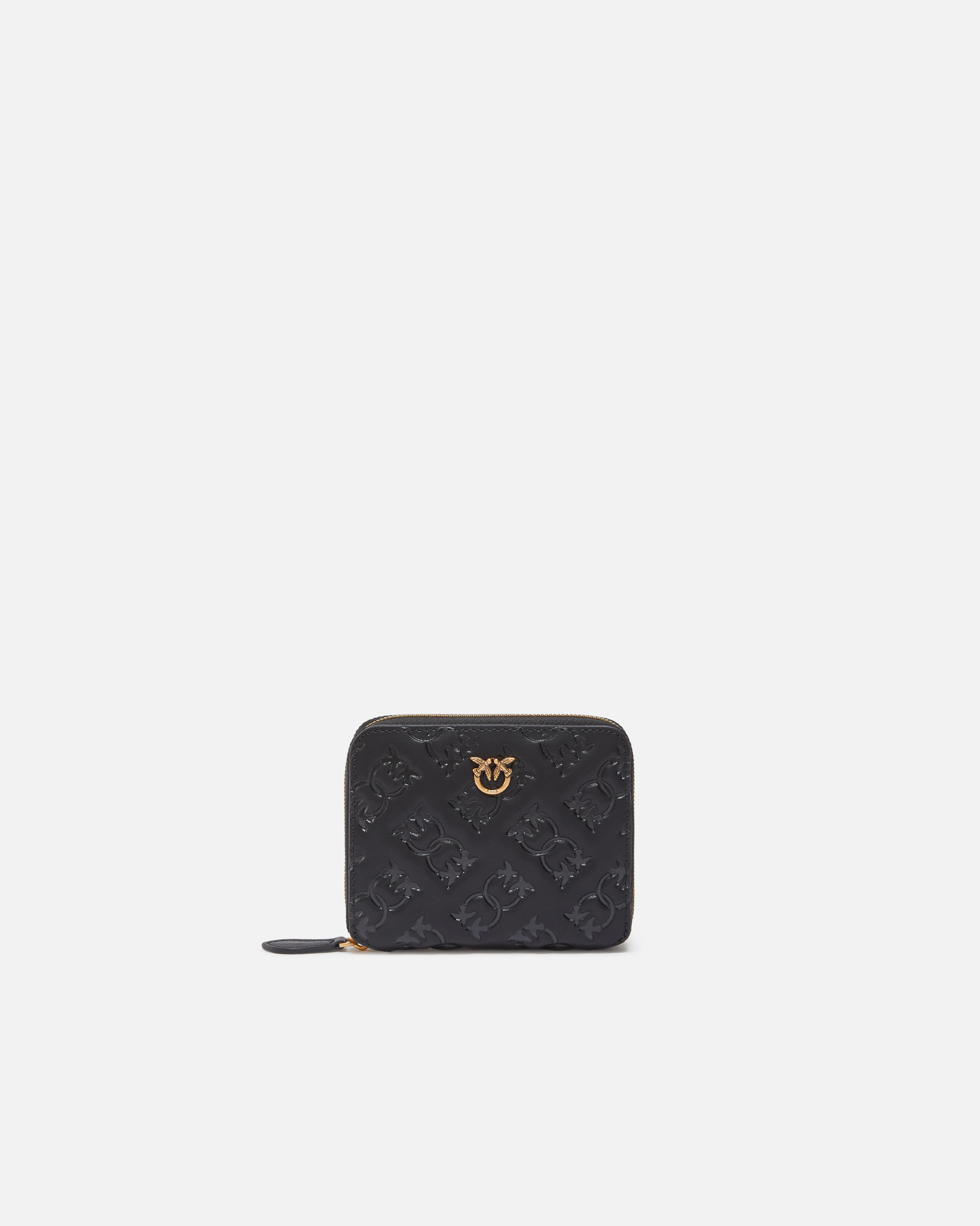 Square leather wallet with debossed Monogram motif PINKO